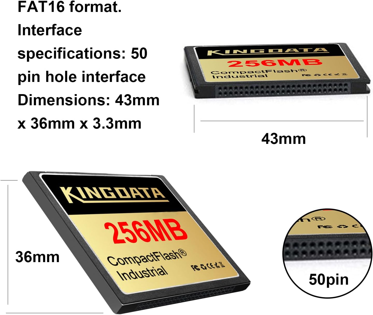 Compact Flash Memory Card Industrial 256MB FAT16 Type I for Industrial Equipment Vintage Digital Cameras image number 5