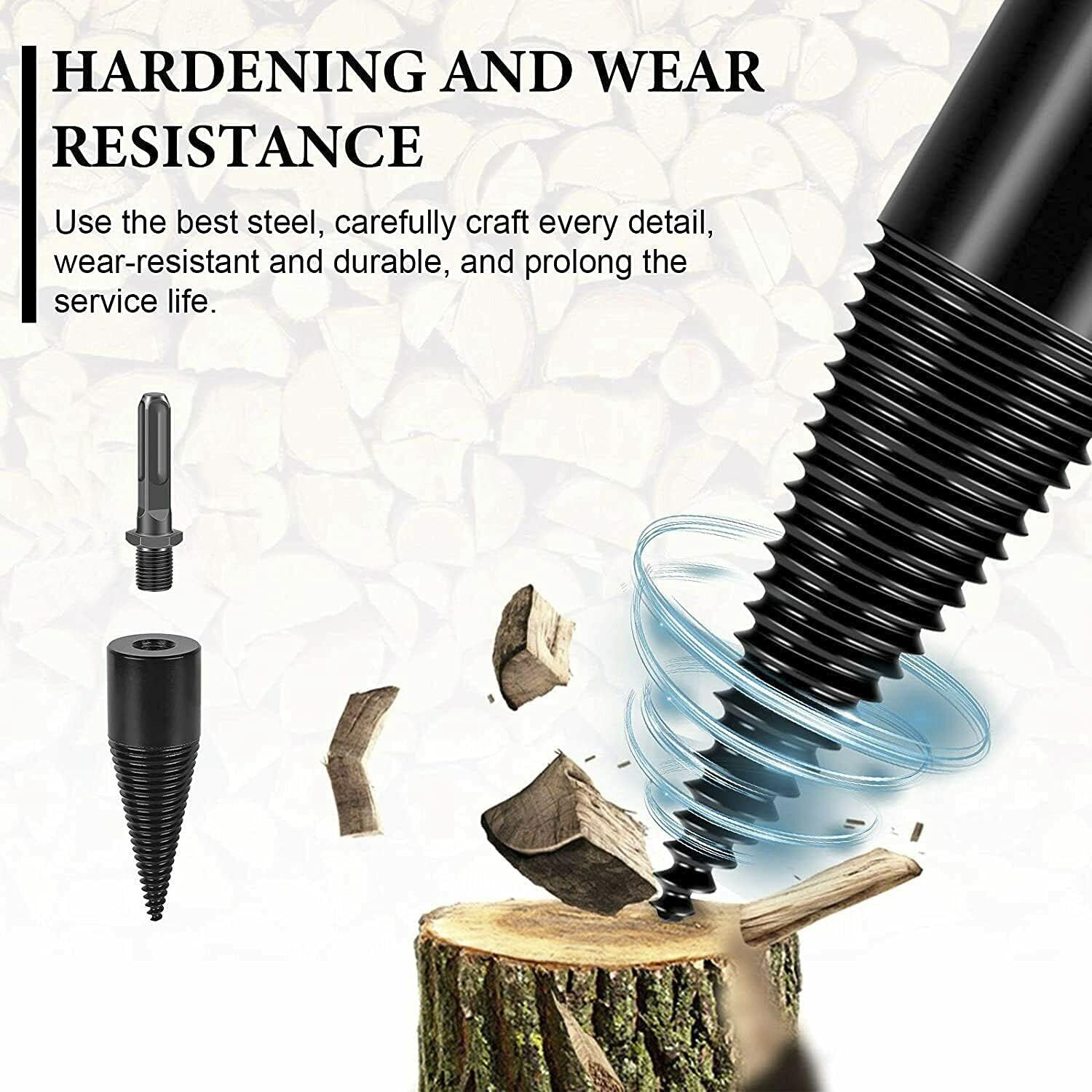 High Speed Twist Firewood Drill Bit Wood Splitter Screw Splitting Cone Driver (42Mm Square Shank) - 42Mm Square Shank image number 4