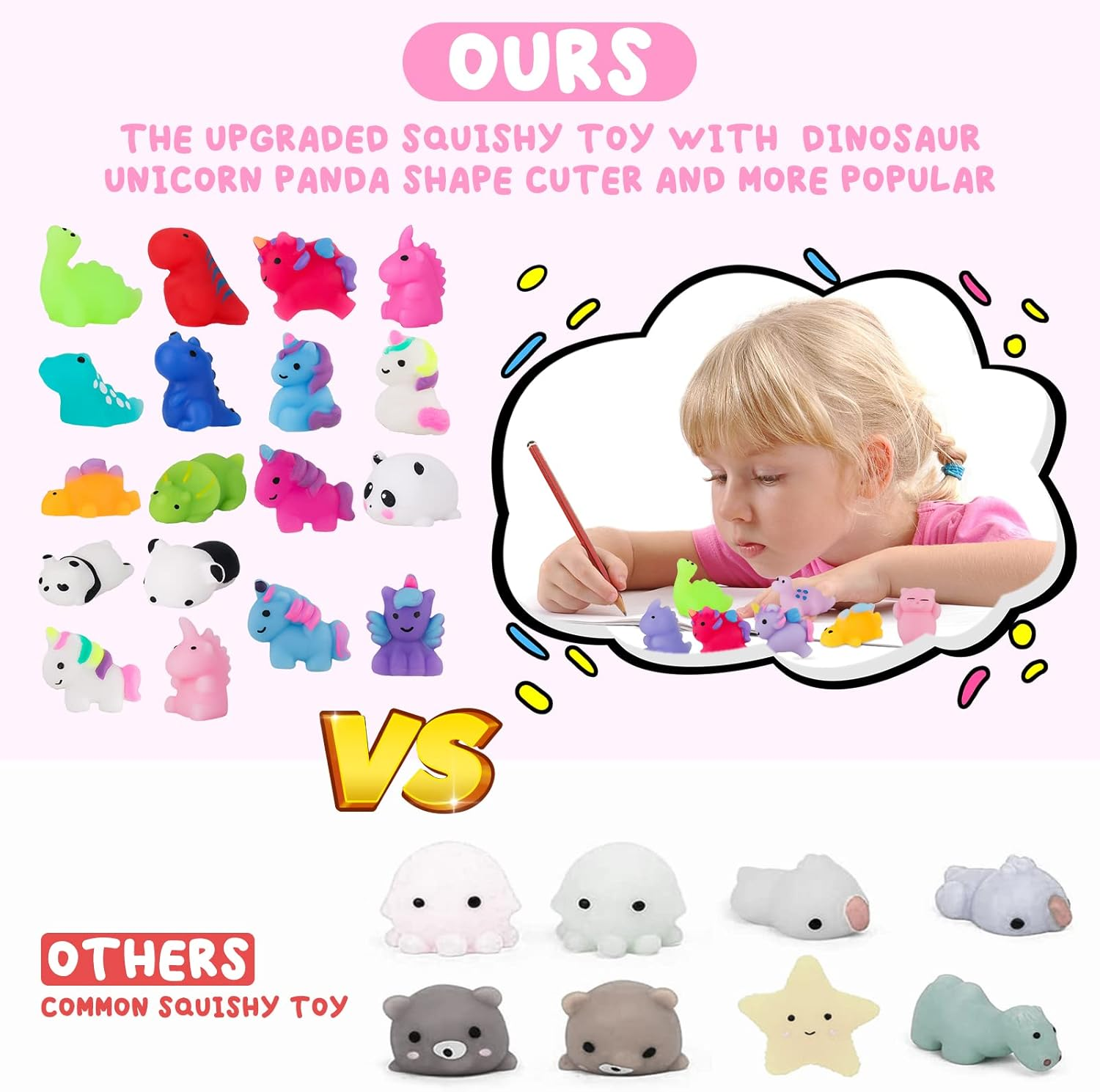 Squishies 100 Pcs Mochi Squishy Toys,Kids Party Favors Kawaii Mini Squishy Toy,Stress Relief Toys Squishies Bulk Toys, Classroom Prizes Birthday Party Gifts for Kids Adults image number 3