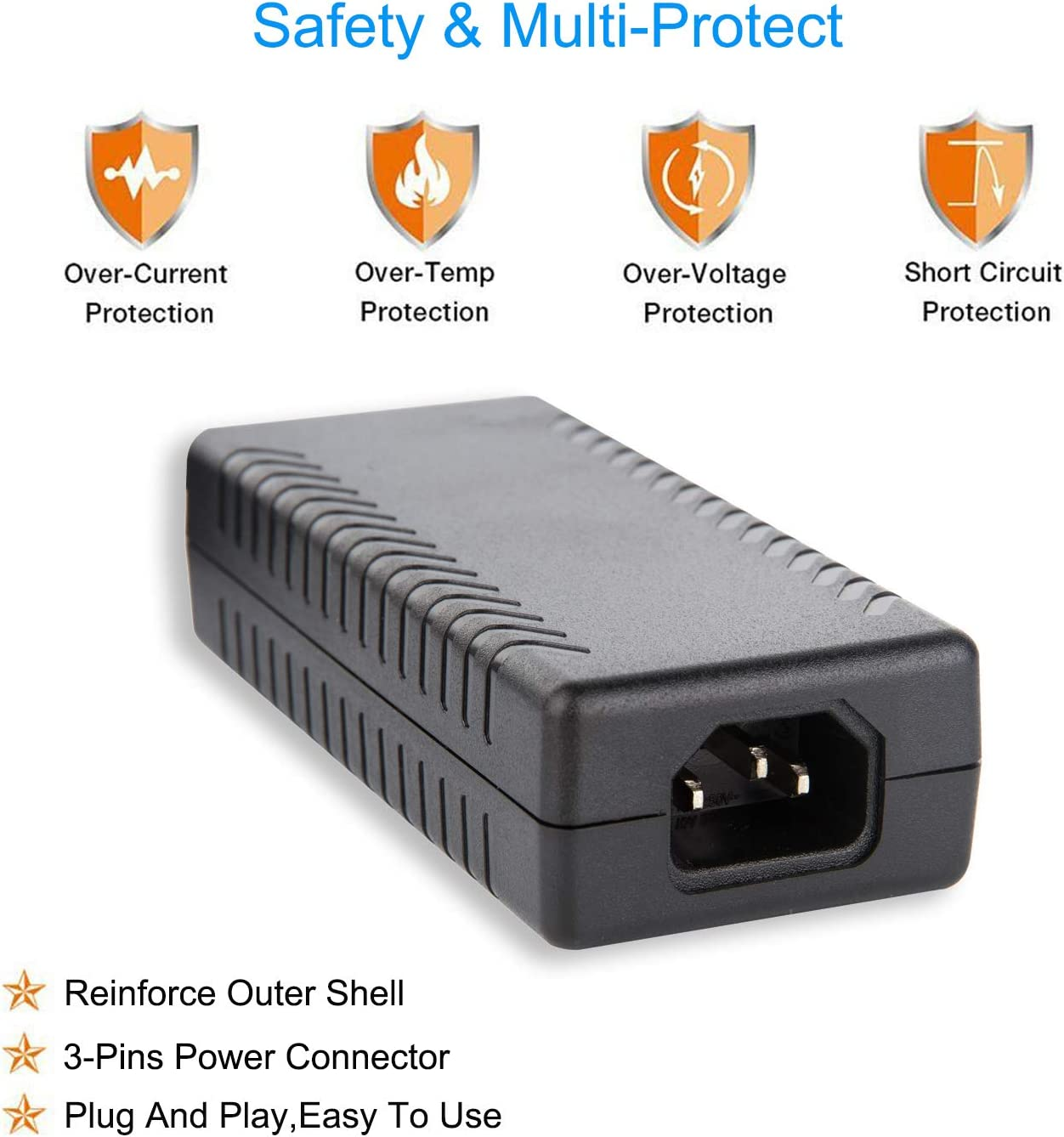 12V 4A Power Supply - Cfsadapter AC 100-240V 50/60Hz to DC 12 Volt 4 Amp 4Amp 48W Power Converter Charger 12V4A for 12V LED Strip Lights CCTV Camera image number 1