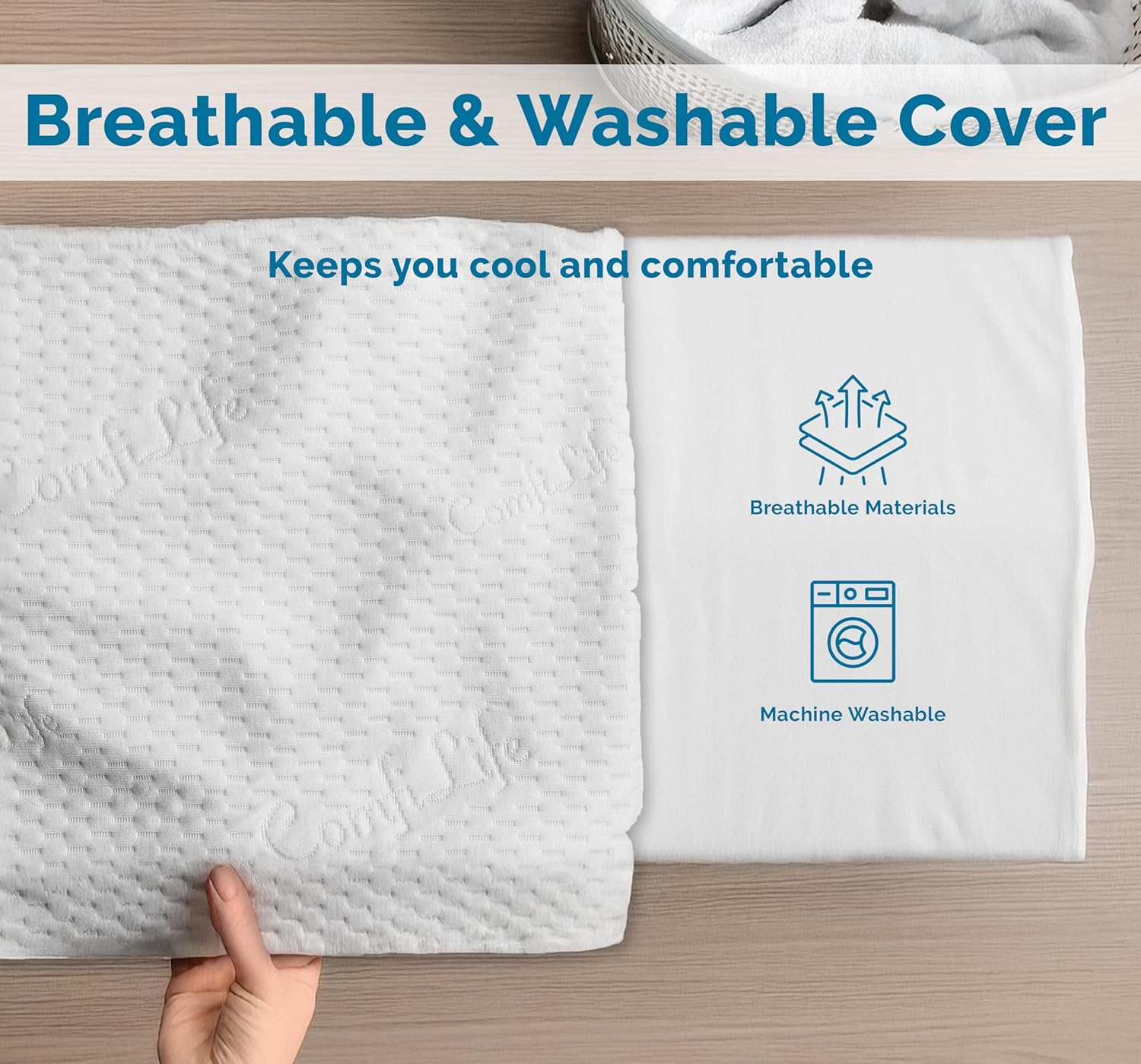 Comfilife Lumbar Support Pillow for Sleeping Memory Foam Pillow for Back Pain Relief &ndash; Side, Back and Stomach Sleepers&ndash; Triangle Wedge Bolster Pillow &ndash; Bed Rest Pillow (White, Standard) image number 5