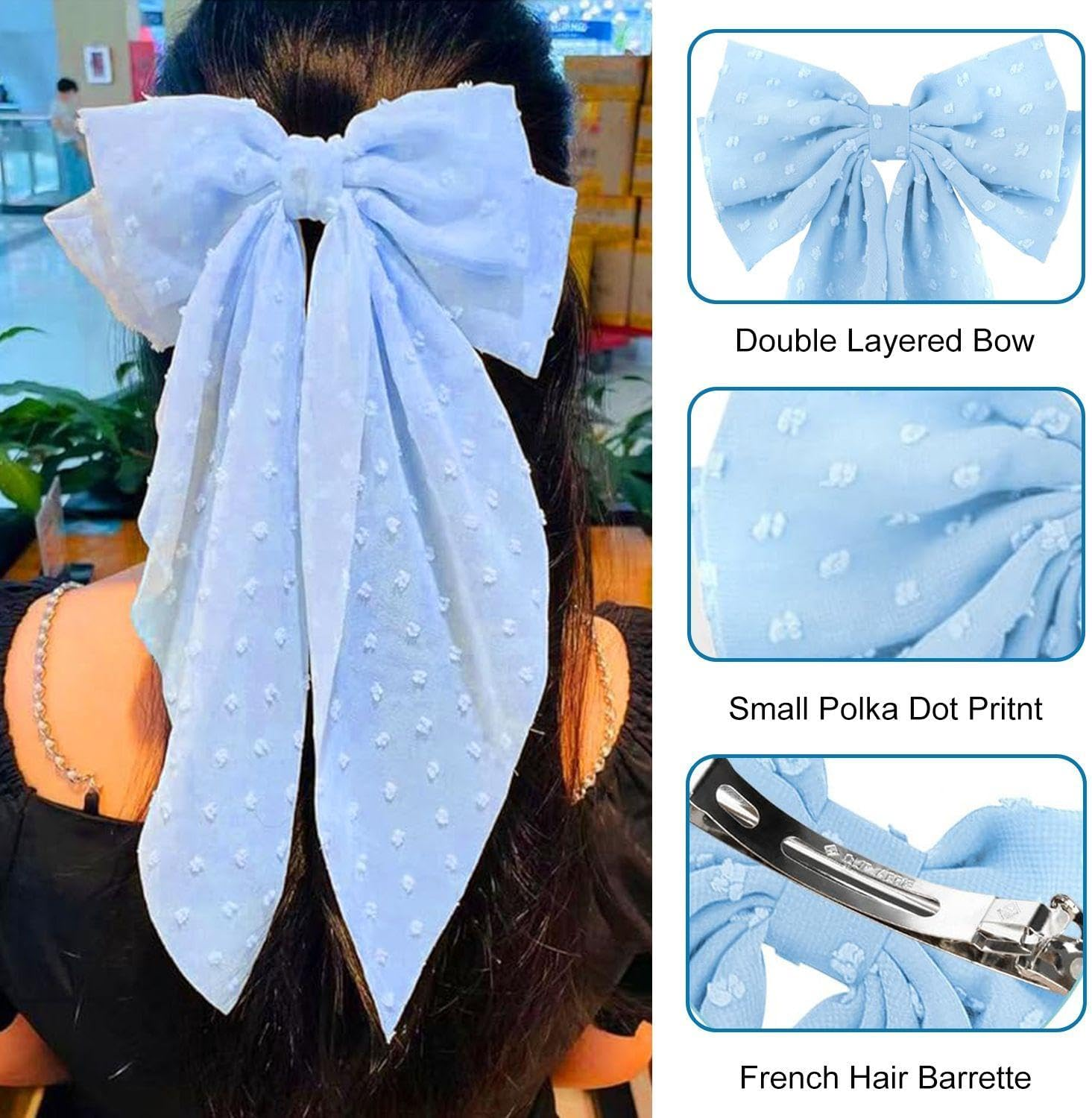 Pack of 2 Bow Hair Pins, Simple and Cute Hairpin, Girls' Hair Pin, Hairstyle Decorations, Hairdresser Design Accessories. image number 2