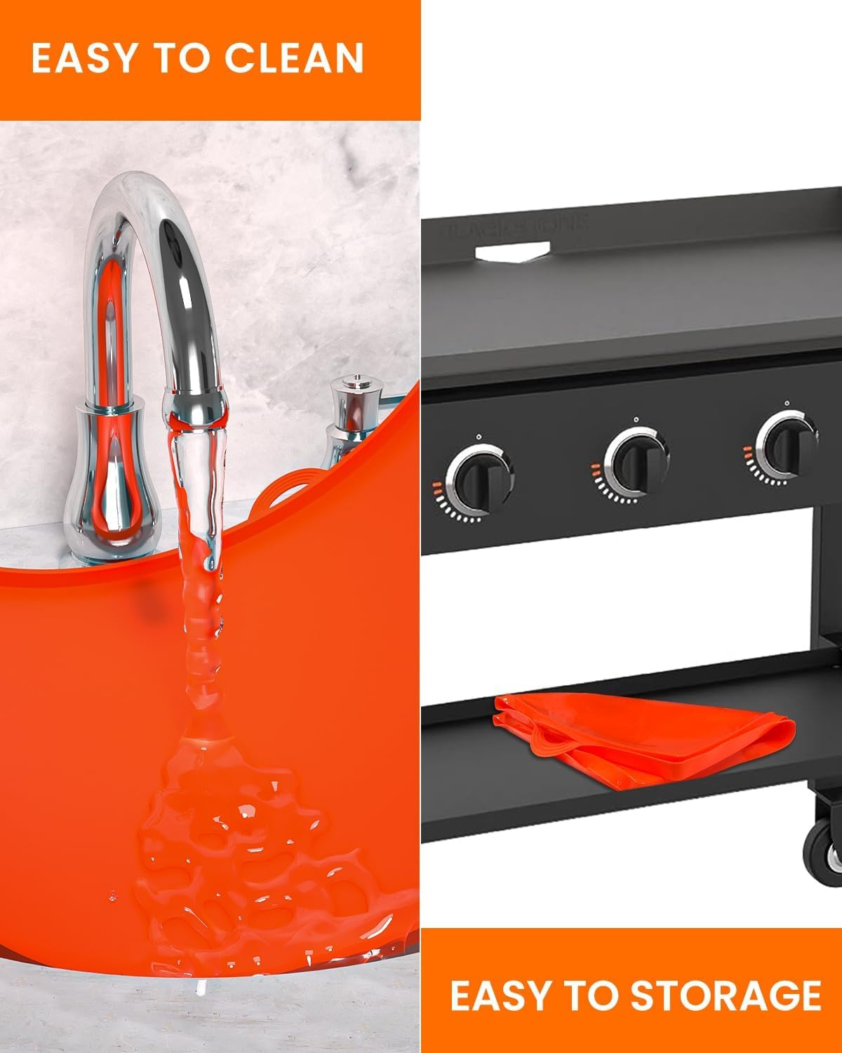 36" Silicone Griddle Mat for Blackstone - Heavy Duty Food Grade Buddy Top Protective Cover Accessories Grill BBQ Reusable for Outdoor All Season Cooking with Handle