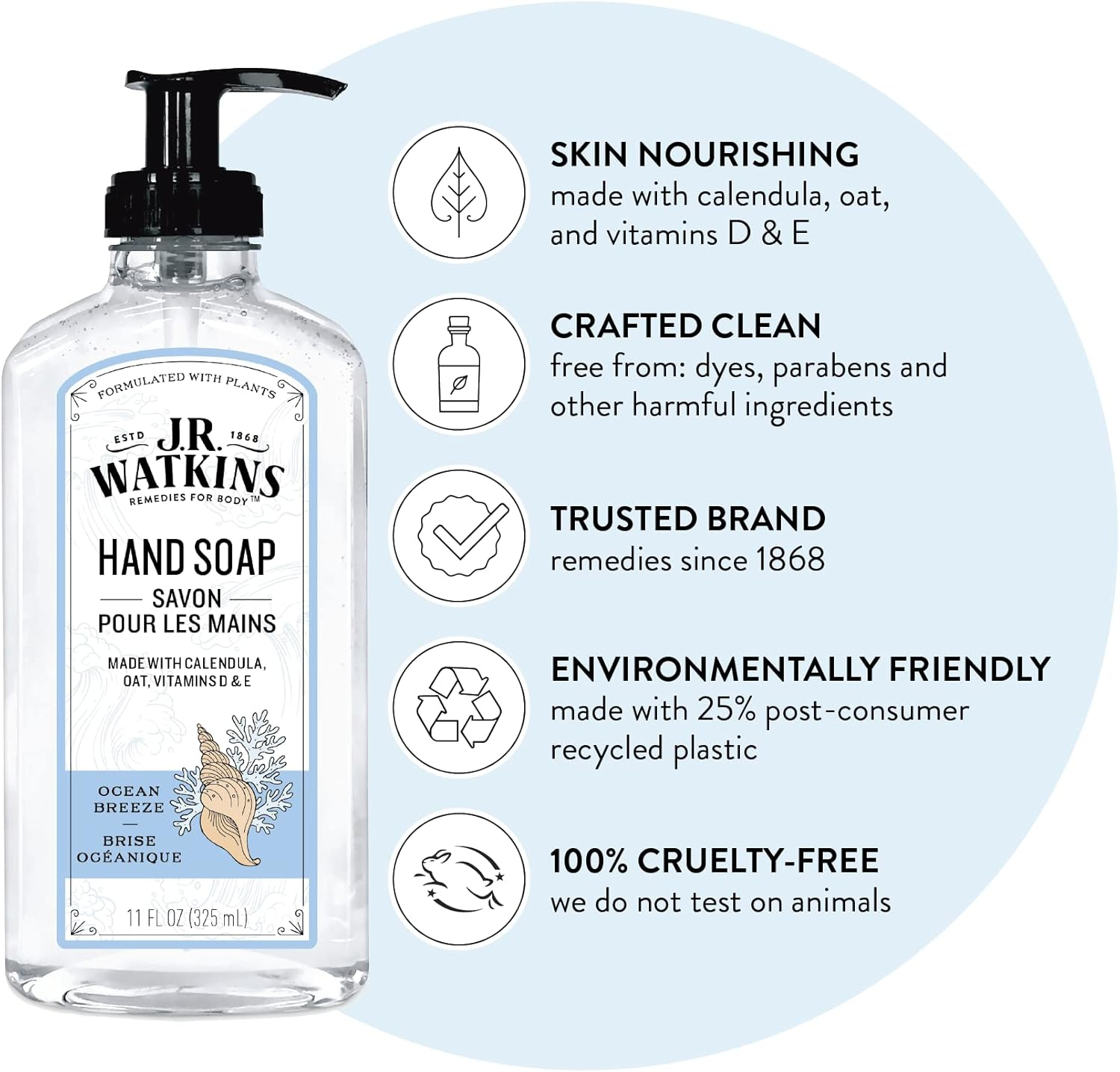 JR Watkins - Liquid Hand Soap Ocean Breeze - 11 Fl. Oz. image number 6