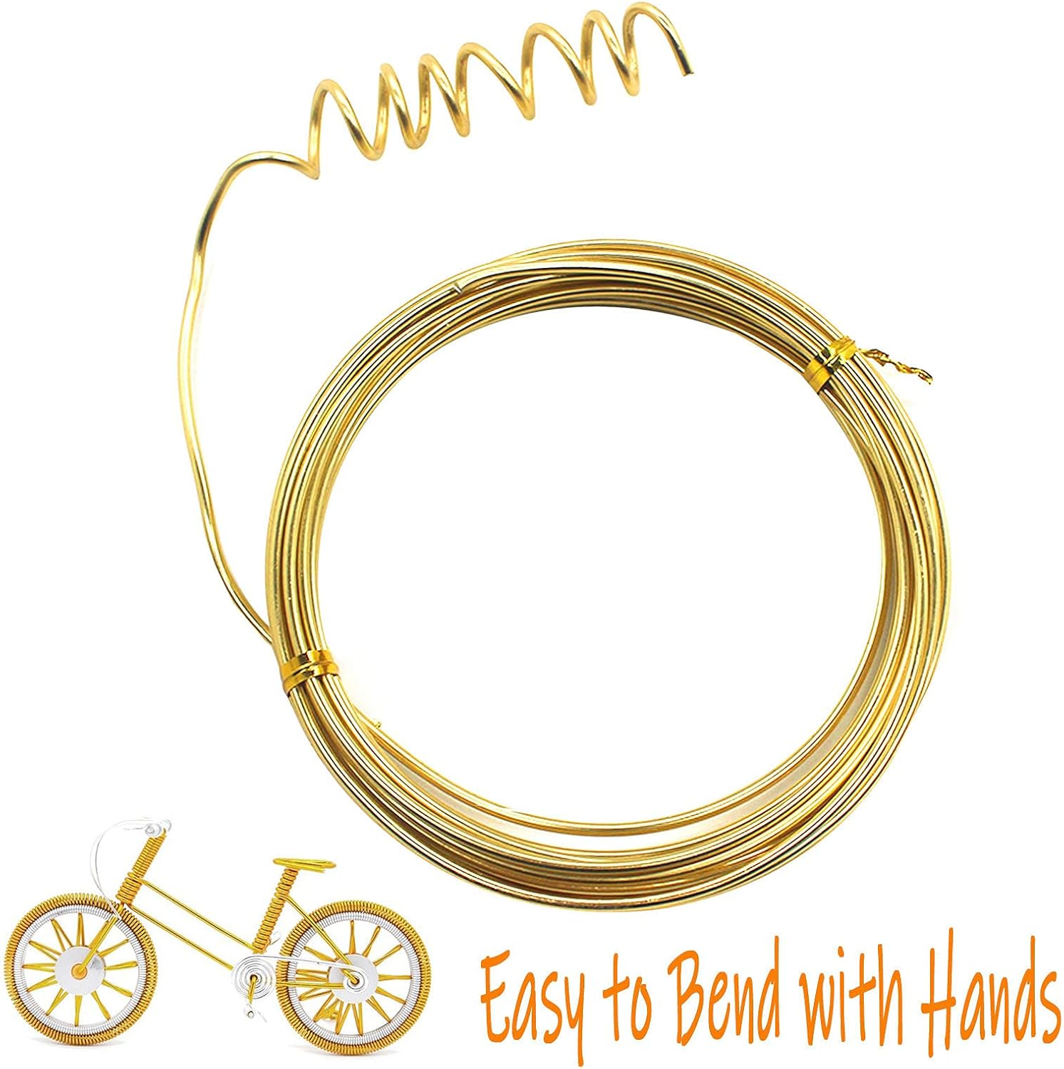 Cinvo 3 Rolls Craft Wire Jewelry Beading Wire Flexible Aluminum Wire Tarnish Resistant for DIY Jewelry Craft Making (12 Gauge/2Mm Thick, Silver, Gold and Rose Gold) image number 4