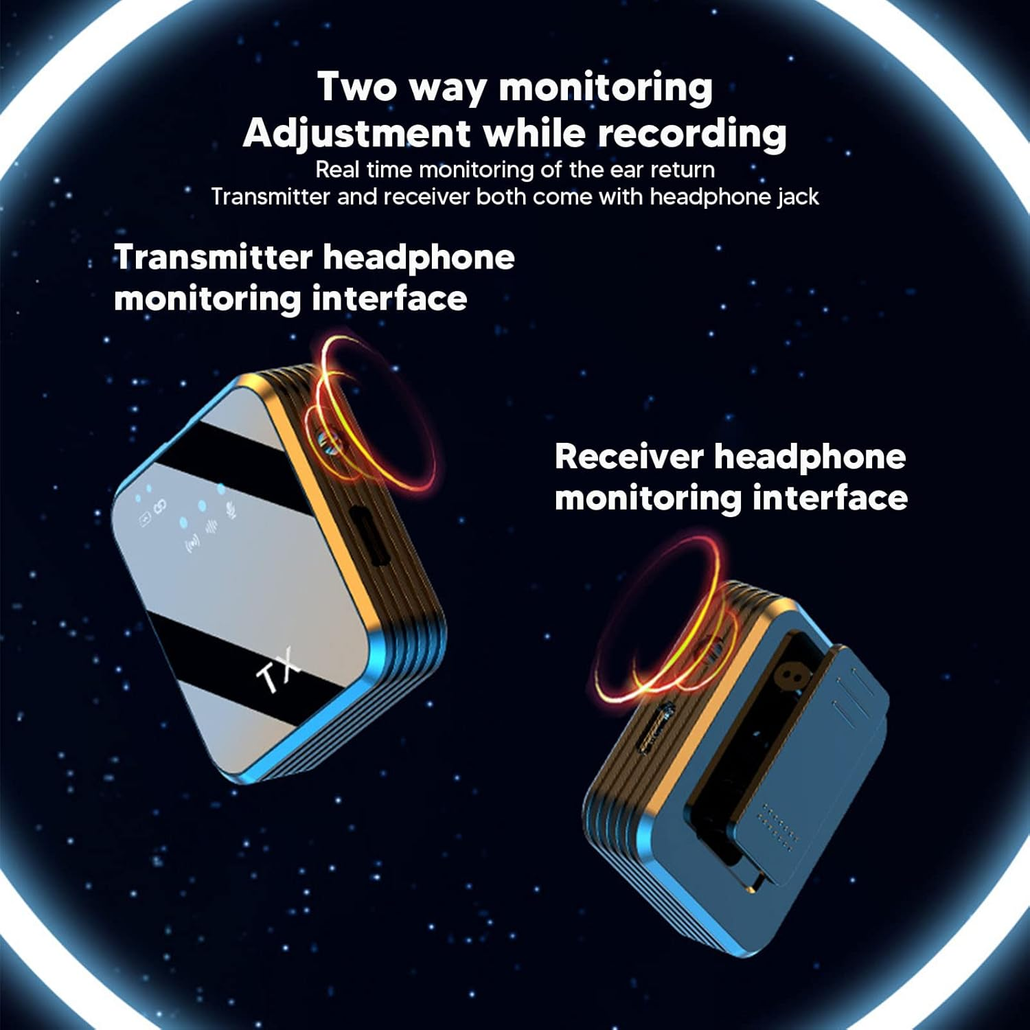 Wireless Lavalier Microphone Systems, Noise Cancelling Lapel Bluetooth Mic with LED Display, 1 for 2 Wireless Microphone Transmitters & Receivers for Outdoor Live Recording