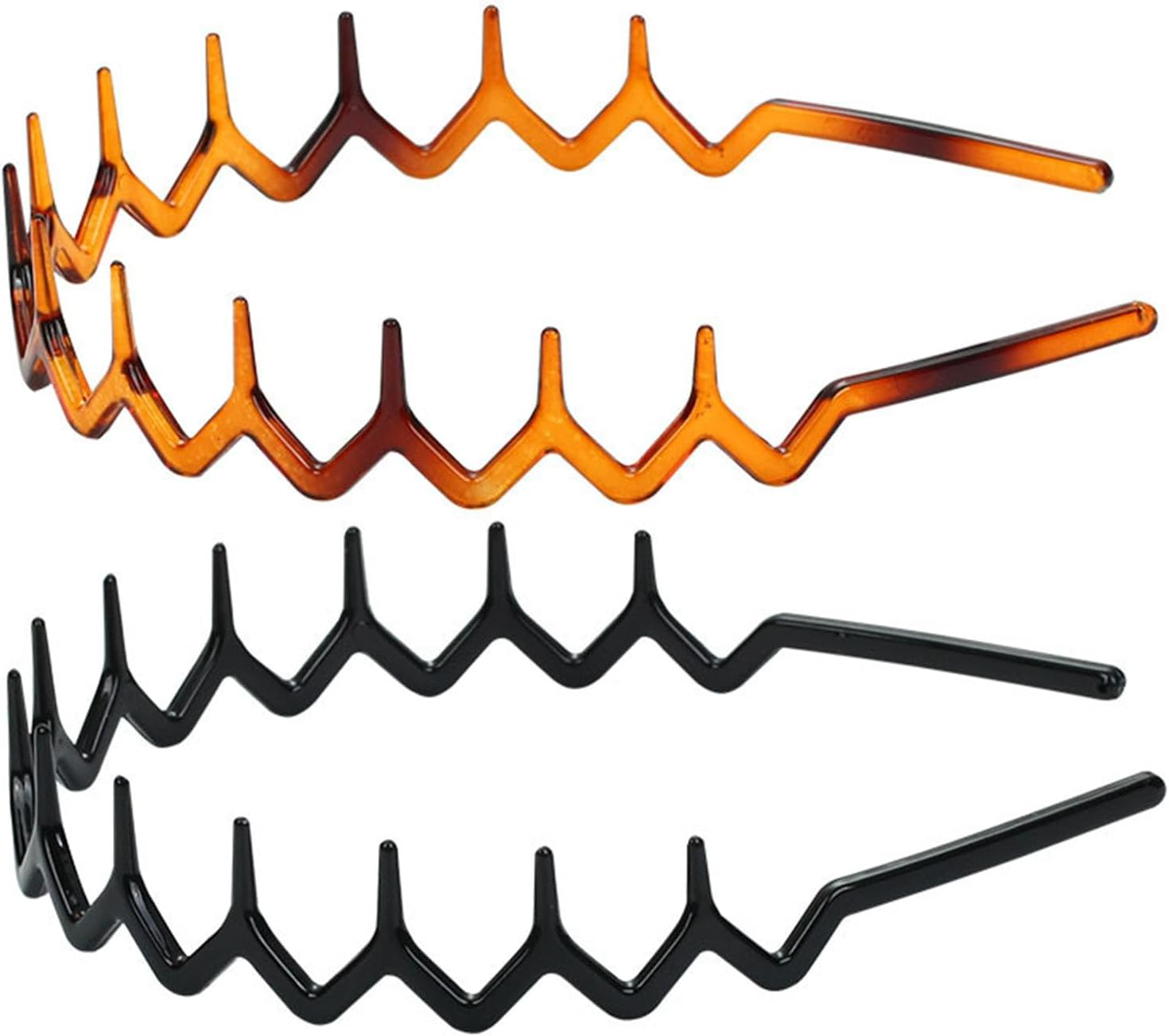 2Pcs Toothed Hair Hoop Toothed Headband, Tooth Comb Hairband Wavy Zigzag Headband Plastic Hair Hoops Zigzag Hair Band for Women Girls Fashion Hair Hoop image number 2