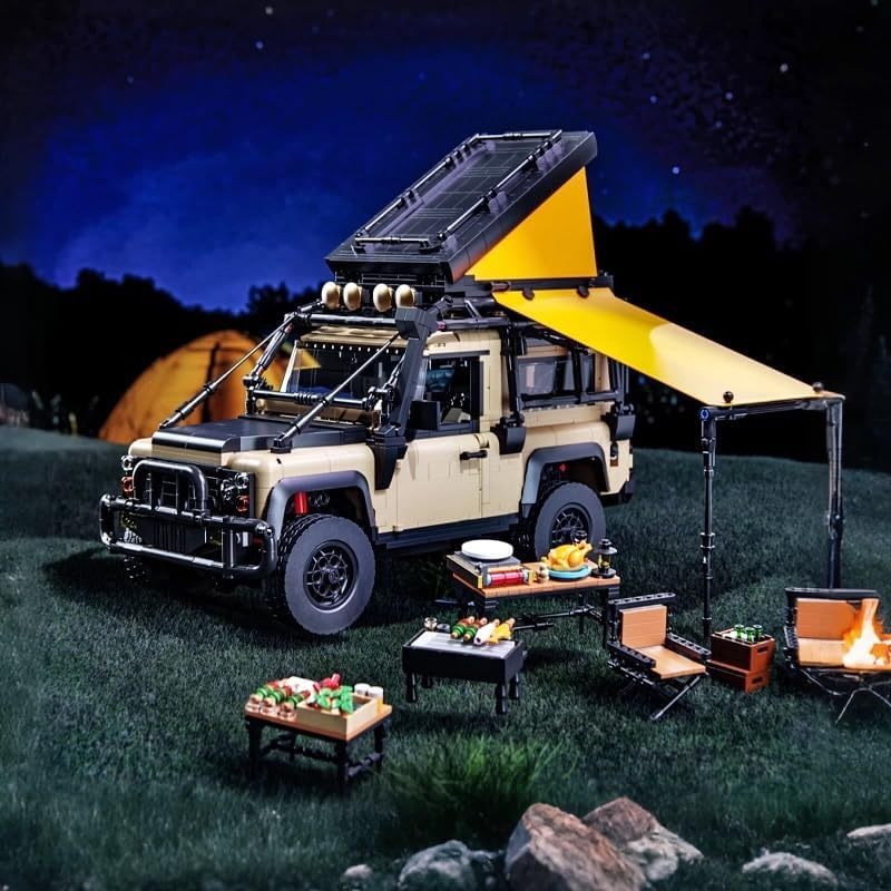 Land Rover Defender Building Block Set, 2766 PCS off Roader Camper Model Kit with Camping Tables, Chairs and Gear, Camping Car Building Toy for Kids 6+ and Adults, Compatible with image number 3