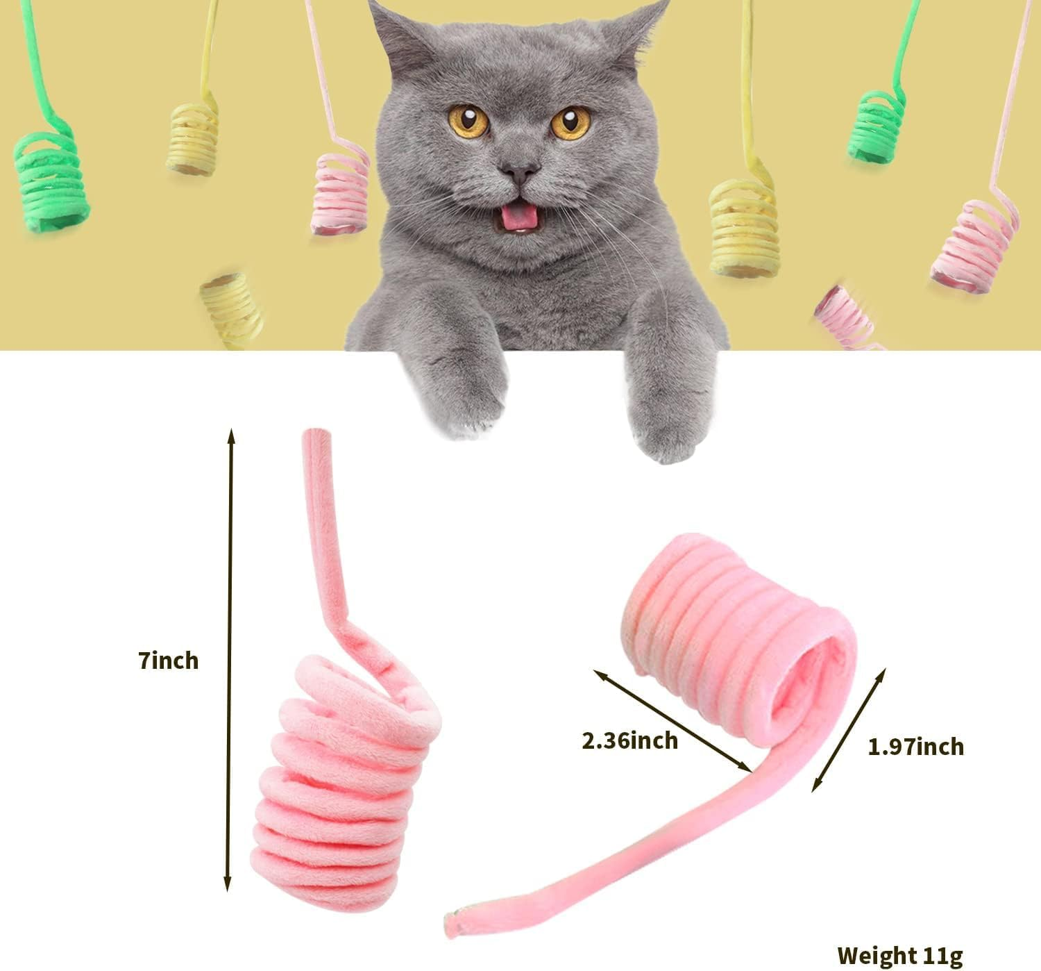 3Pcs Cat Spring & Spiral Toys with Catnip - Indoor Exercise Toys for Swatting, Biting, Hunting & Fitness image number 1