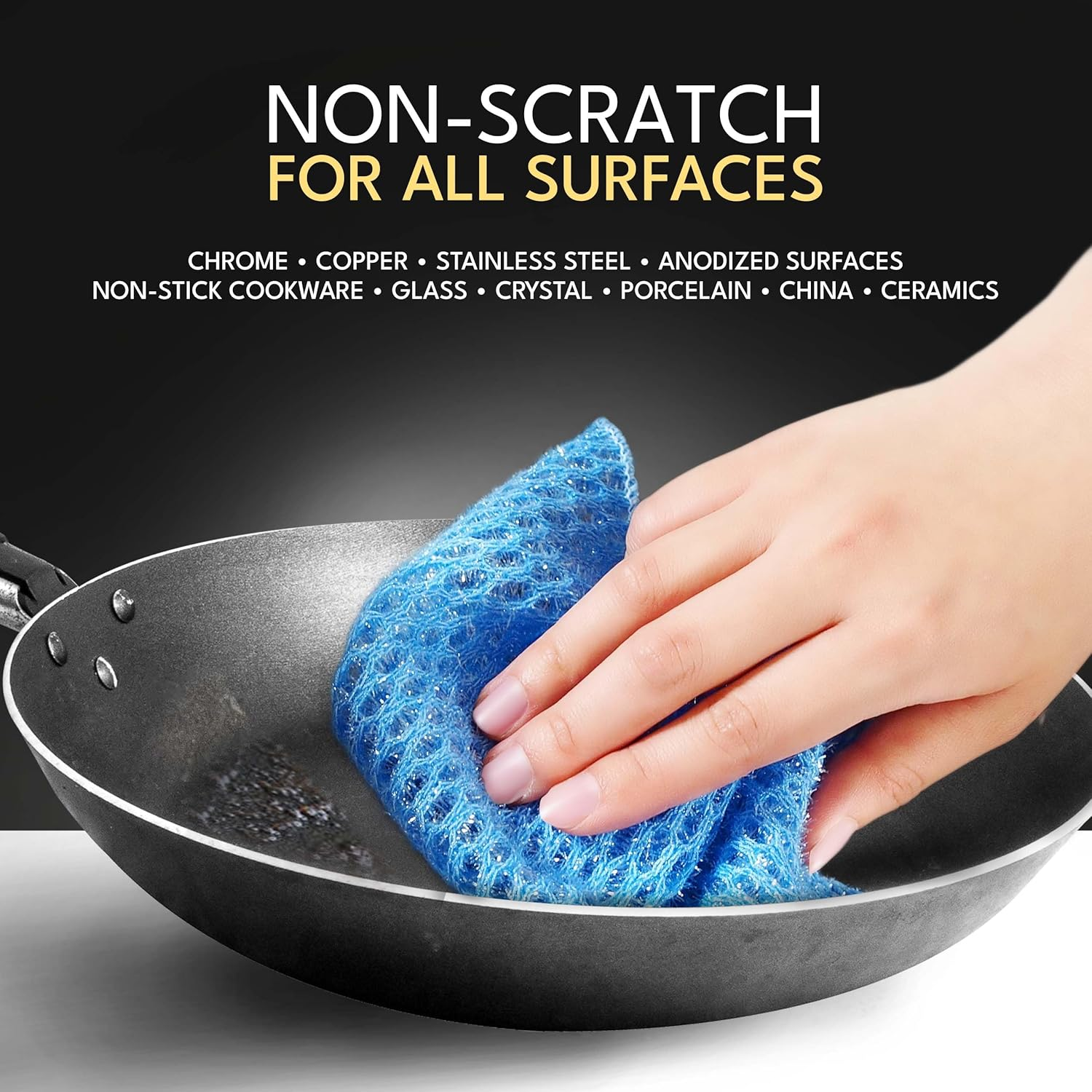 Non Scratch Dish Scrubbers for Cleaning Dishes (3PK) - Reusable Kitchen Sponge - Replace Dish Sponges for Washing Dishes - Best Household Scrubbing Pad & Alternative Dishwashing Scrub Pads Supplies image number 3