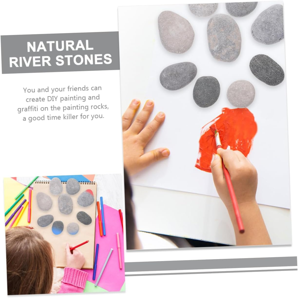 NOLITOY 20Pcs Natural Smooth Painting Rocks for DIY Crafts Blank Pebbles for Garden Decor Easy to Paint River Stones for Creative Projects Durable Ready to Use image number 2