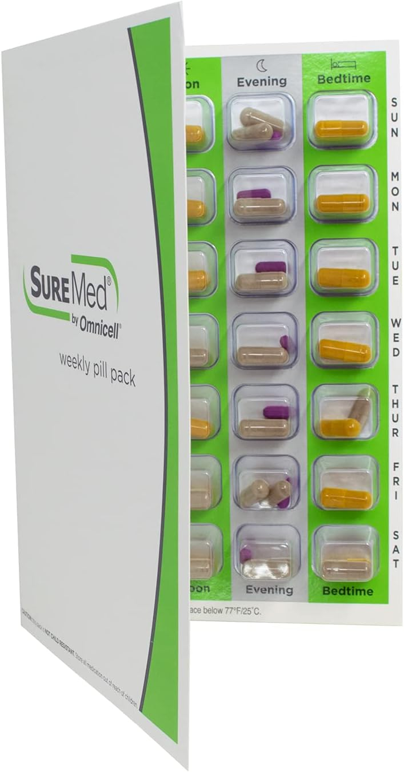 4 Times a Day Weekly XL Cold Seal Pharmacy Blister Pack System Cards for Pills -Two Piece Unit Dose Tri-Fold Booklet, Easy No Extra Equipment Needed (4X a Day Weekly - 6 Pack) image number 3