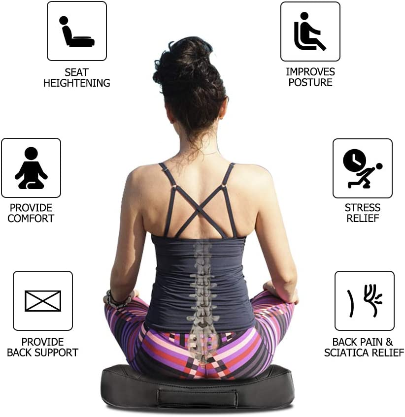 Leather Car Memory Foam Heightening Seat Cushion for Short People Driving, Hip(Coccyx/Tailbone) and Lower Back Pain Relief Butt Pillows, Adult Booster Seat for Car,Truck,Suv, Office Chair. - Gray Mesh image number 6