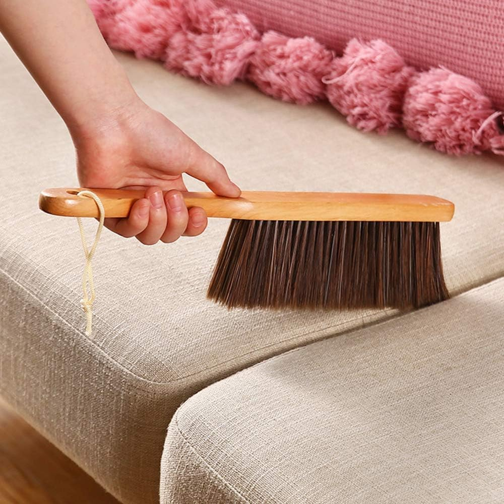 Soft Bristles Counter Brush with Wooden Handle, 2Pcs Wooden Handheld Dusting Brushes with Soft Bristles, Broom Bench Horse Hair Brush with Wood Handle,Horse Hair Brush Hand Broom Dusting Brush image number 4