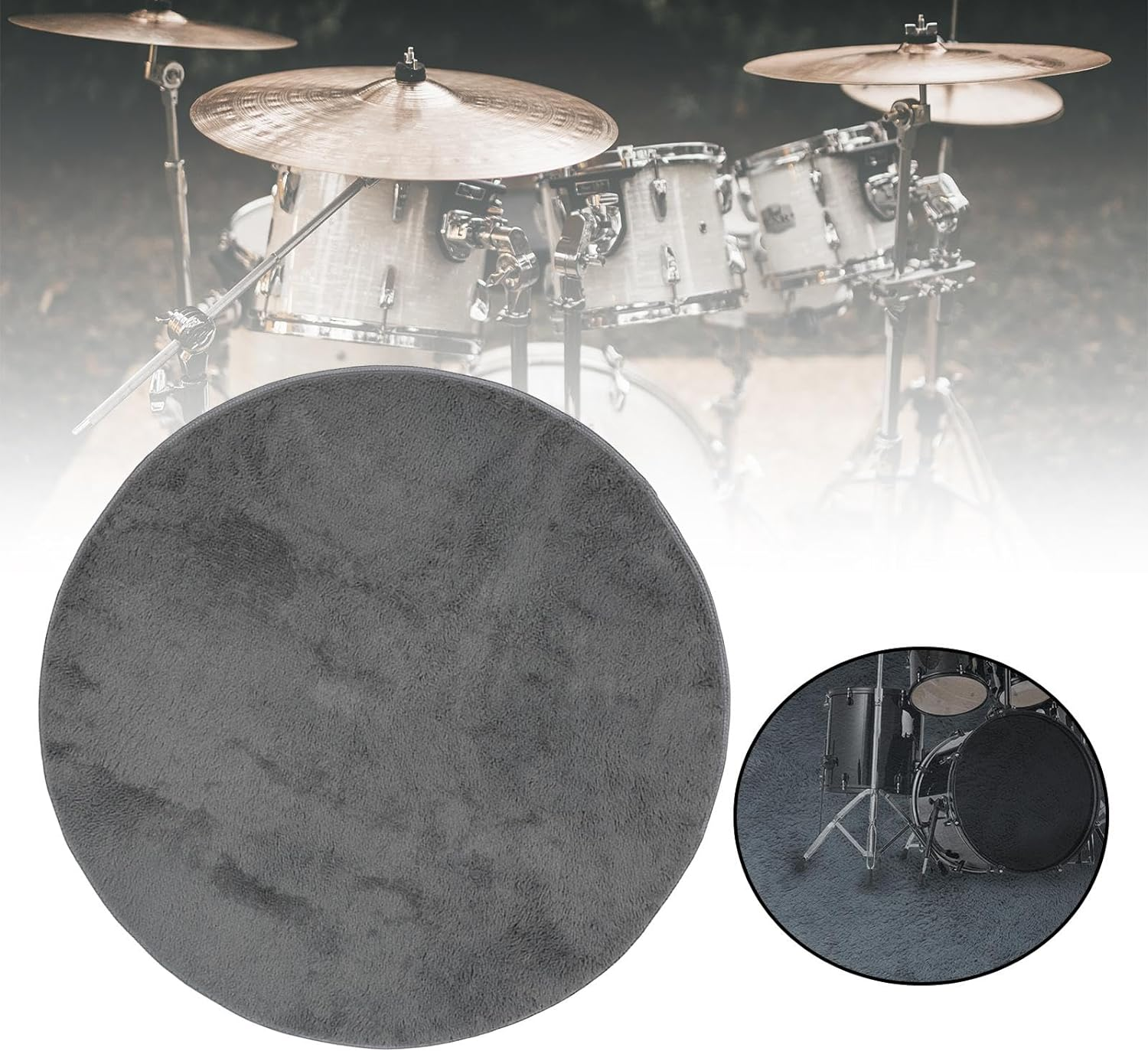 Rockible Drum Rug Electrical Drum Carpet Multipurpose Drum Accessories Drum Mat for Record Room Drummers Gift Home Stage Music Studio, round 1.2M image number 2