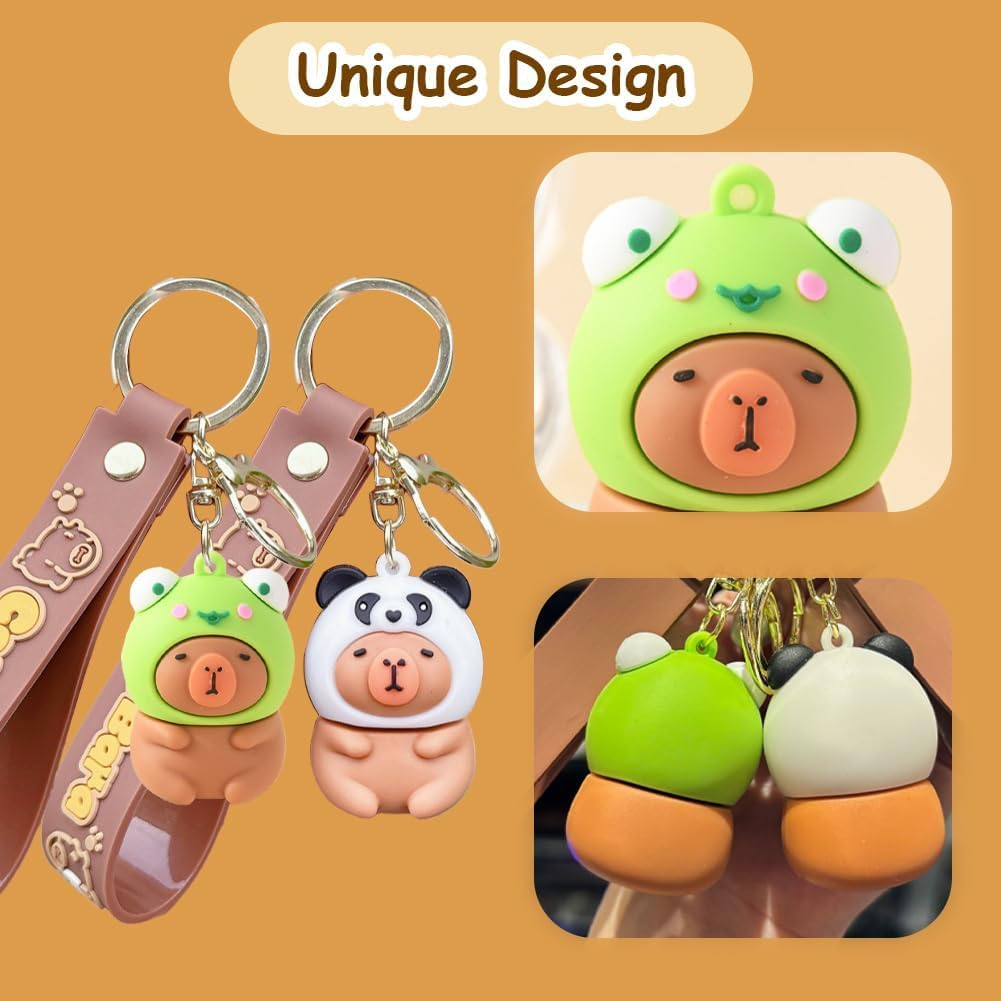 Capybara 2 X Cartoon Animal Shaped Keychain, Keychain for Bag Accessories, Birthday Gift for Children