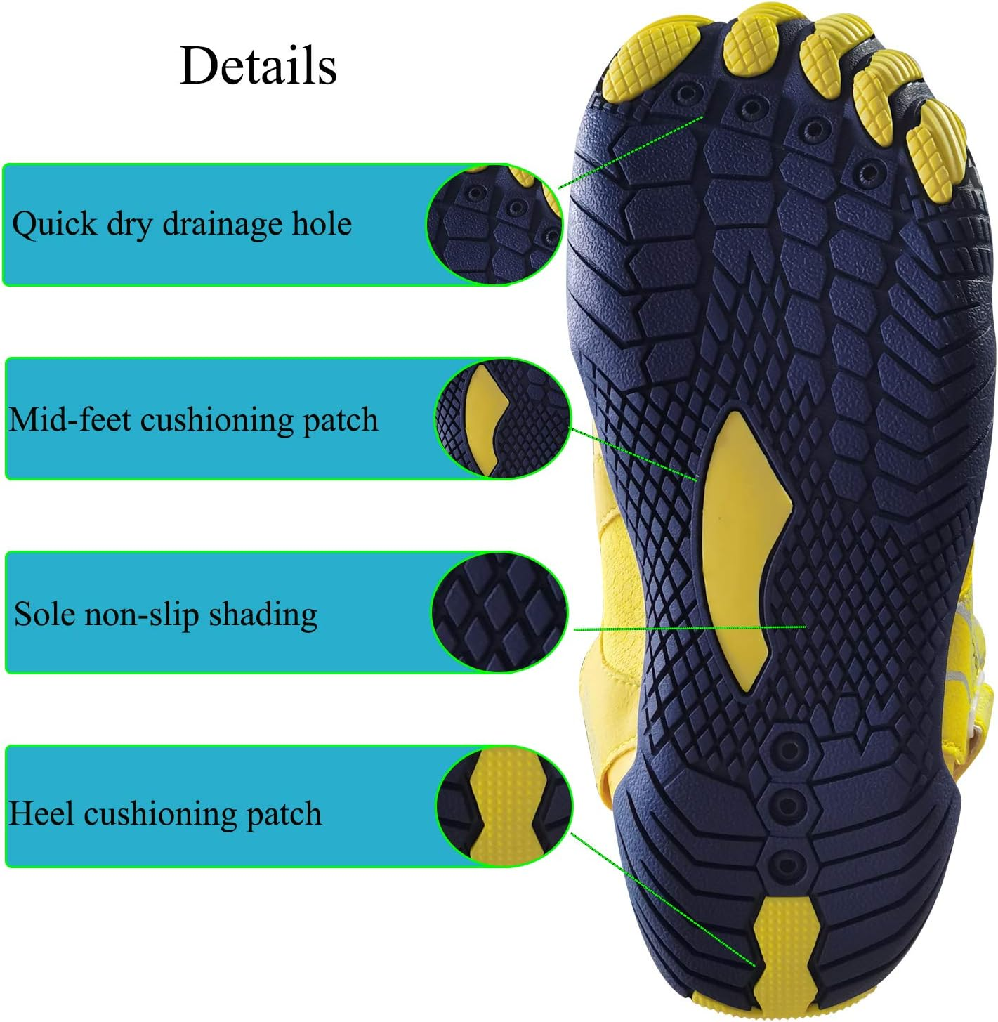 Funmoon Barefoot Water Shoes Mens Womens Quick Dry Aqua Shoes Unisex Swimming Shoes for Men, Beach, Diving, Surfing, Boating, Snorkeling Shoes image number 3