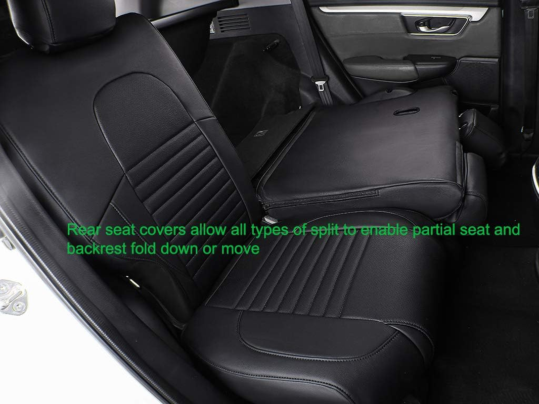 EKR Custom Fit Full Set Car Seat Covers for Select Honda CRV 2017 2018 2019 2020- Leatherette (Black) image number 2
