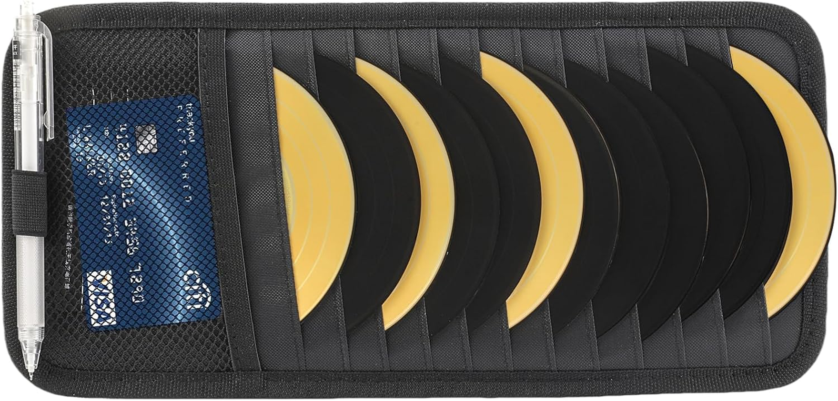 CD Visor Holder for Car, 12 DVD Case, Vehicle Sun Visor CD Storage Organizer 1 Mesh Pocket 1 Pen Holder and Elastic Strap image number 3