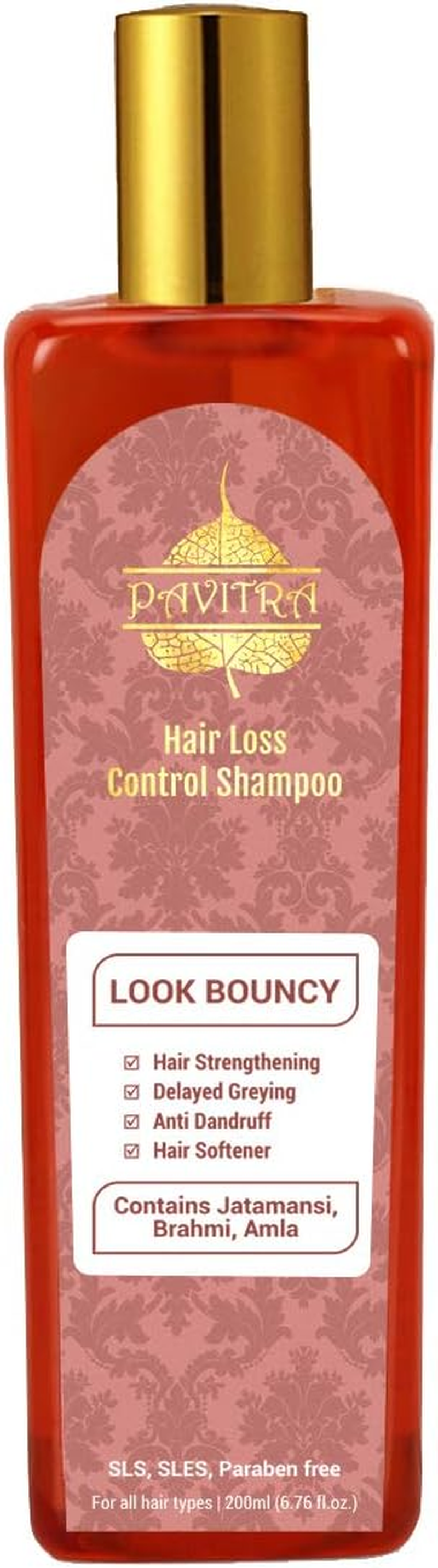 Pavitra+ Hair Loss Control Shampoo with Ayurvedic Formula with Amla, Brahmi, Bhringraj & Herbal Extracts for Deep Hair Nutrition, Thick & Bouncy Hair Growth, 200 Ml (Pack of 1) image number 5