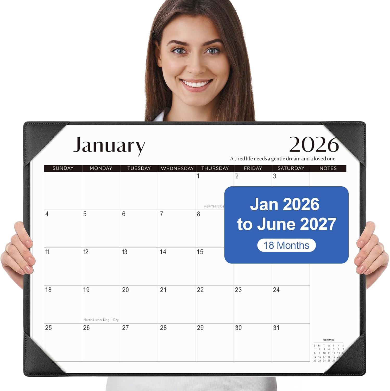 Gannyfer Desk Calendar 2026-18 Month Large Desk Calendar, Use Now to Dec 2026, 22" X 17" Desktop Pad Calendar, Office Supplies Perfect for Planning and Organizing in Your Home, School or Office