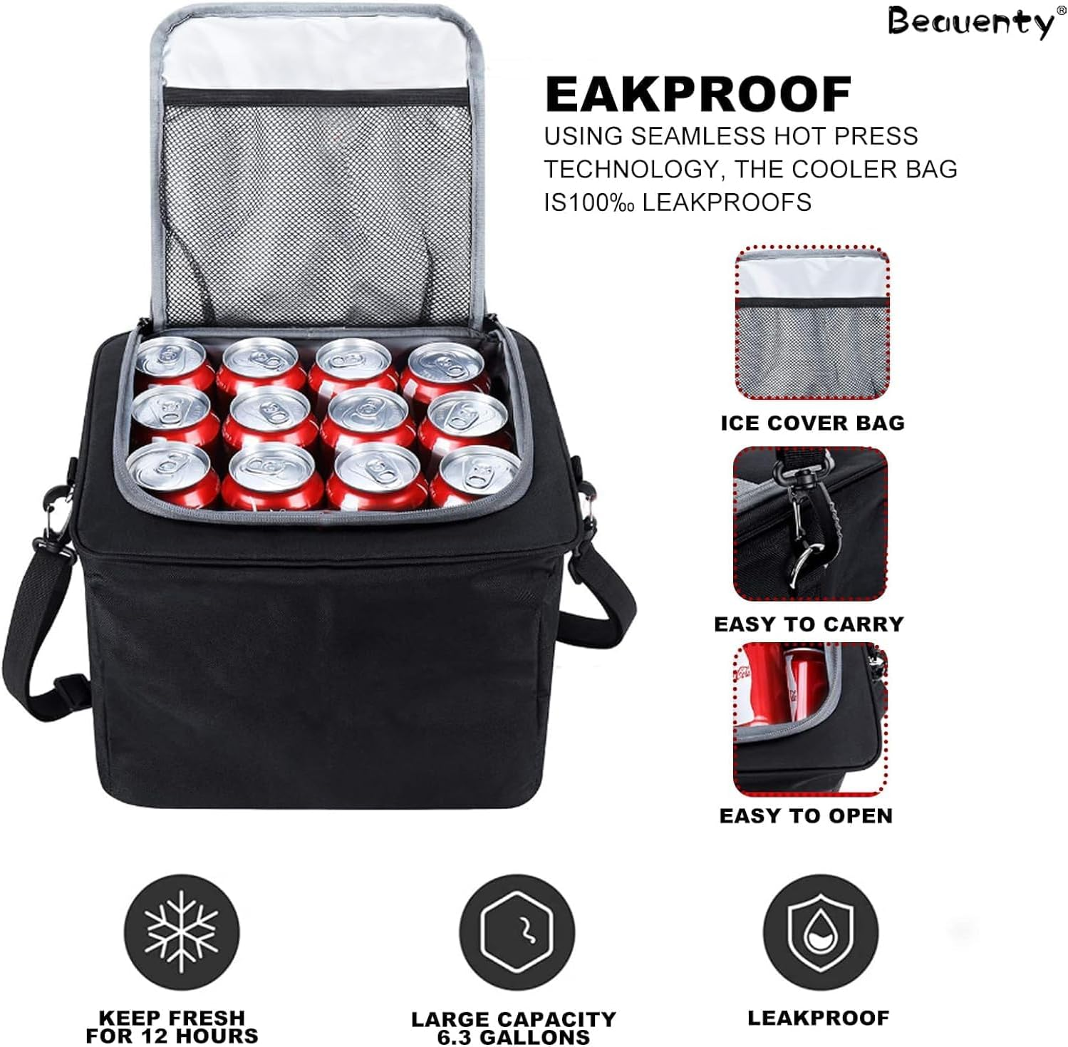 Large Car Trunk Storage Organizer with Built-In Leakproof Cooler Bag, 2 Tie-Down Straps, 4 Removable Dividers, Durable Collapsible Car Boot Organiser for SUV, Car, Sedan image number 5