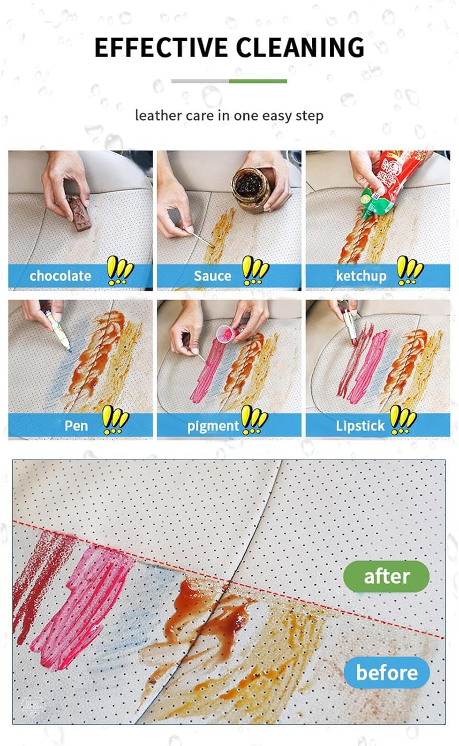 Leather Cleaner for Car Interior, Multi Purpose 100Ml Car Mat Cleaner, Auto Polish for Interior Wheel Carpet Maintenance Automotive Protection Detailing Window Dashboard image number 6