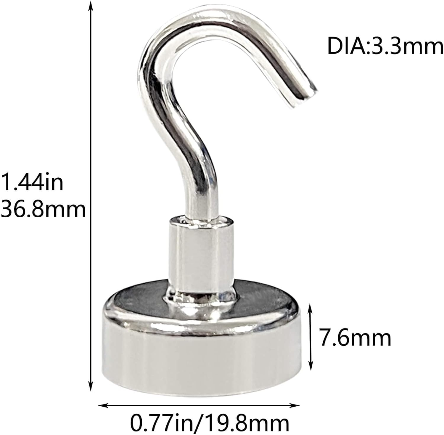 10PCS Magnetic Hooks, Neodymium Magnets with Hooks for Refrigerator, Strong Magnet Hooks for Hanging, Magnetic Hanger for Kitchen, Cruise, Workplace (Silver) image number 6