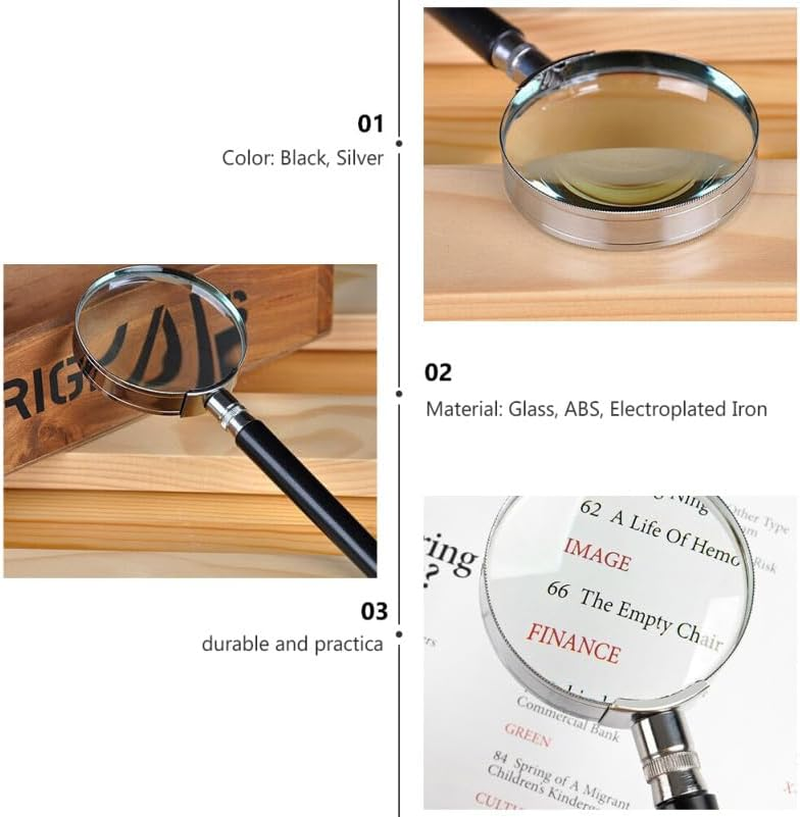 STOBOK Handheld Magnifying Glass for Seniors Lightweight Reading Magnifier for Jewelry Repair and Detailed Work Hobbies Crafts and Everyday Use