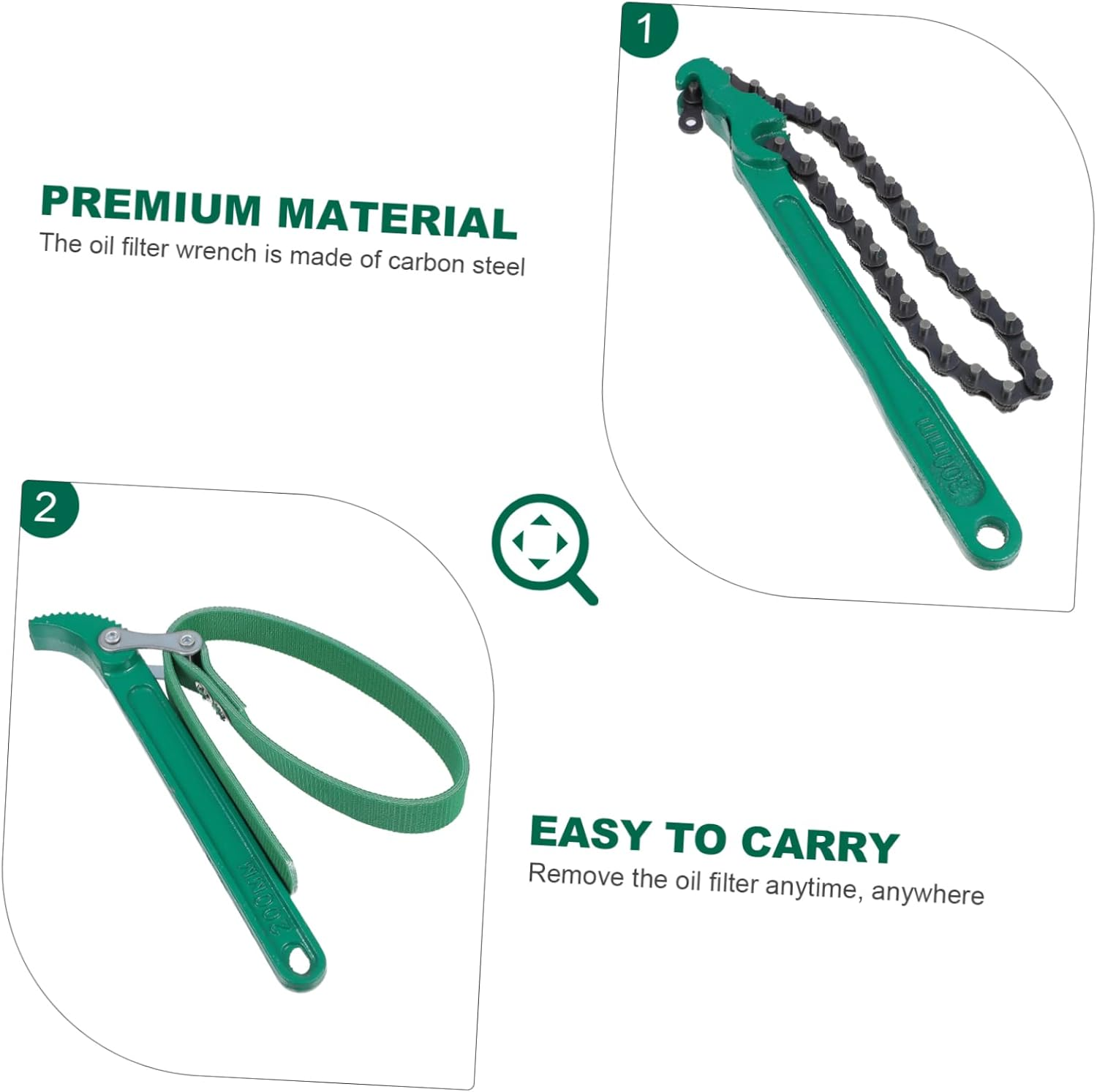 KALLORY Chain Filter Spanner and Oil Cleaner Wrench 2Pcs Set Carbon Steel Maintenance Removal Tools for Automotive Oil Filter Repair and Replacement image number 3