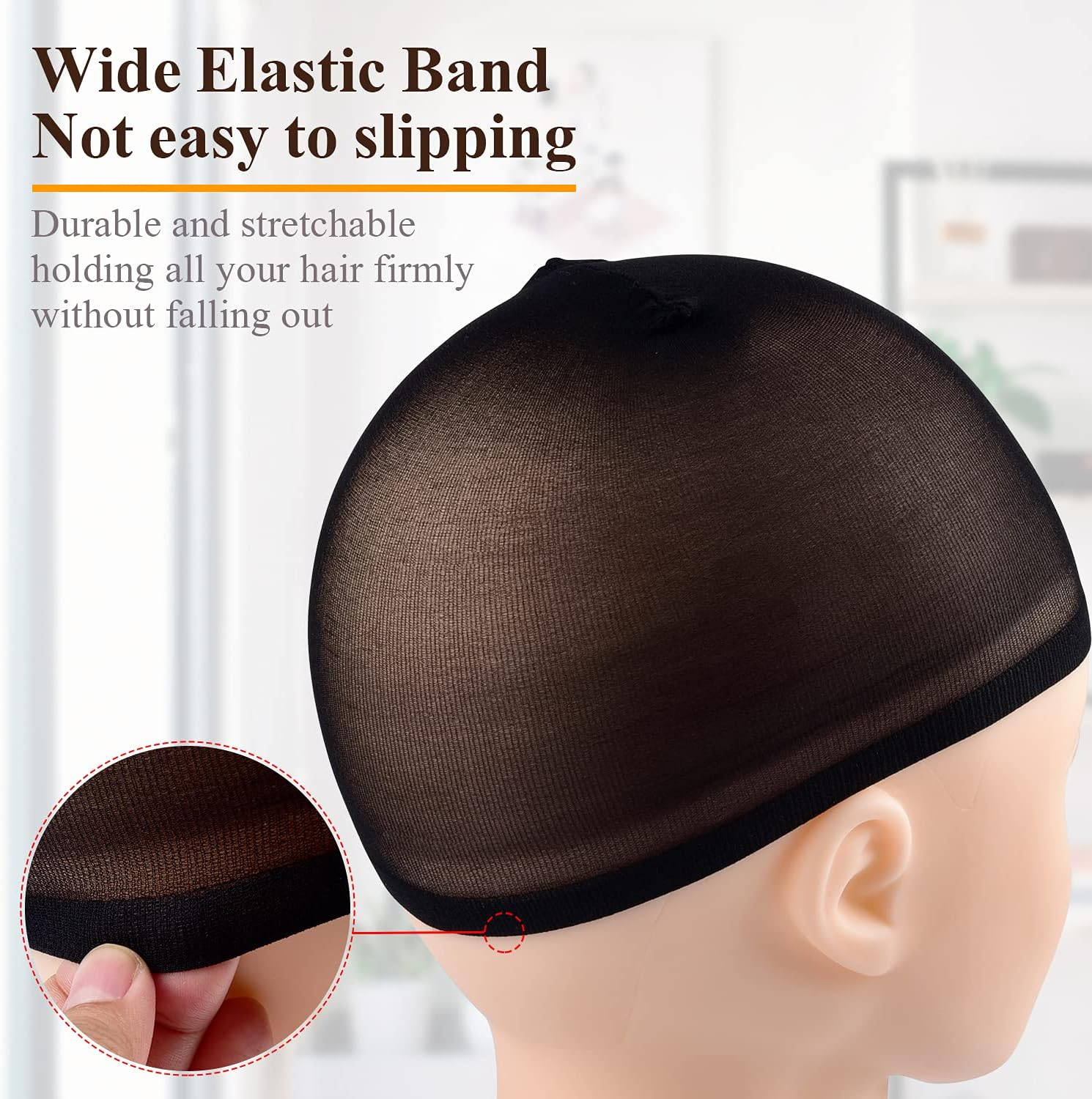 MORGLES 20Pcs Stretchy Nylon Wig Caps Stocking Caps for Wigs Wig Caps for Women Man-Black