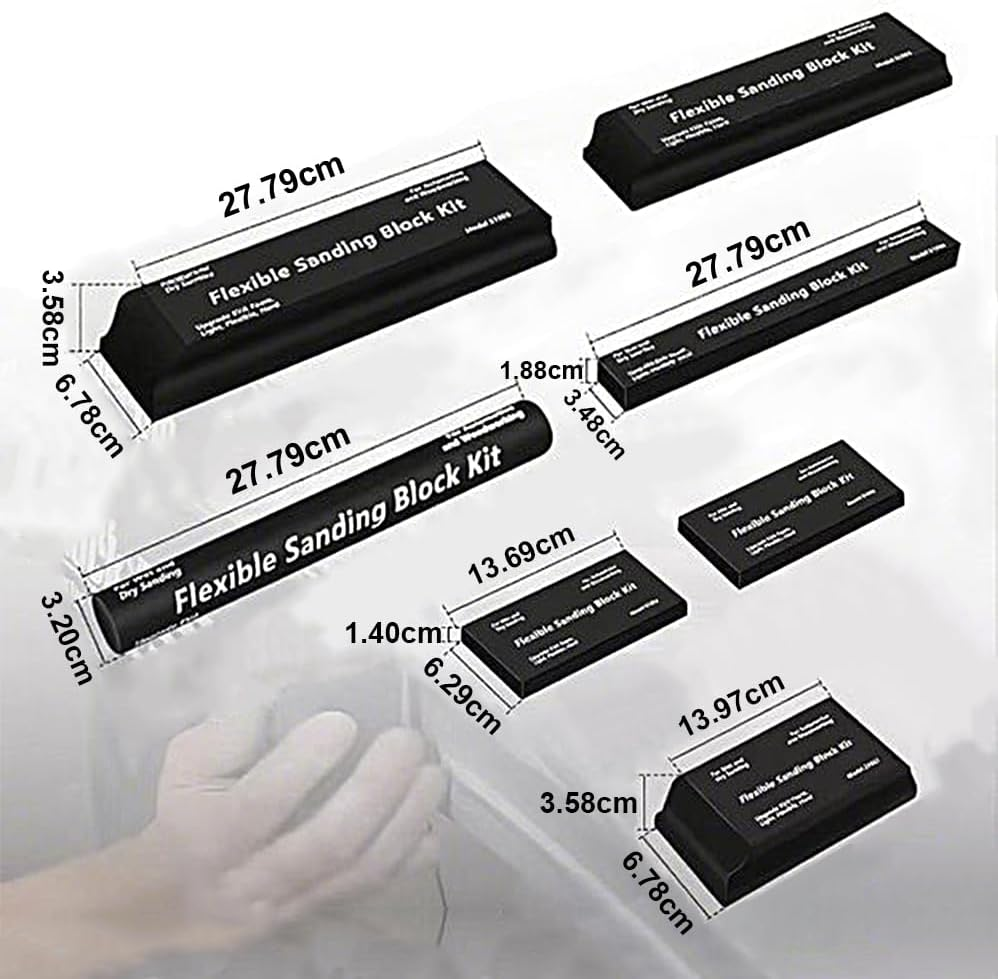 7 Pcs Sanding Block Kit with Sandpaper, Flexible EVA Foam Wet or Dry Autobody Sanding Blocks Kit,Sanding Sponge Blocks for Wood or Automotive Body,For Automotive Paint and Woodworking Sand Furniture image number 4