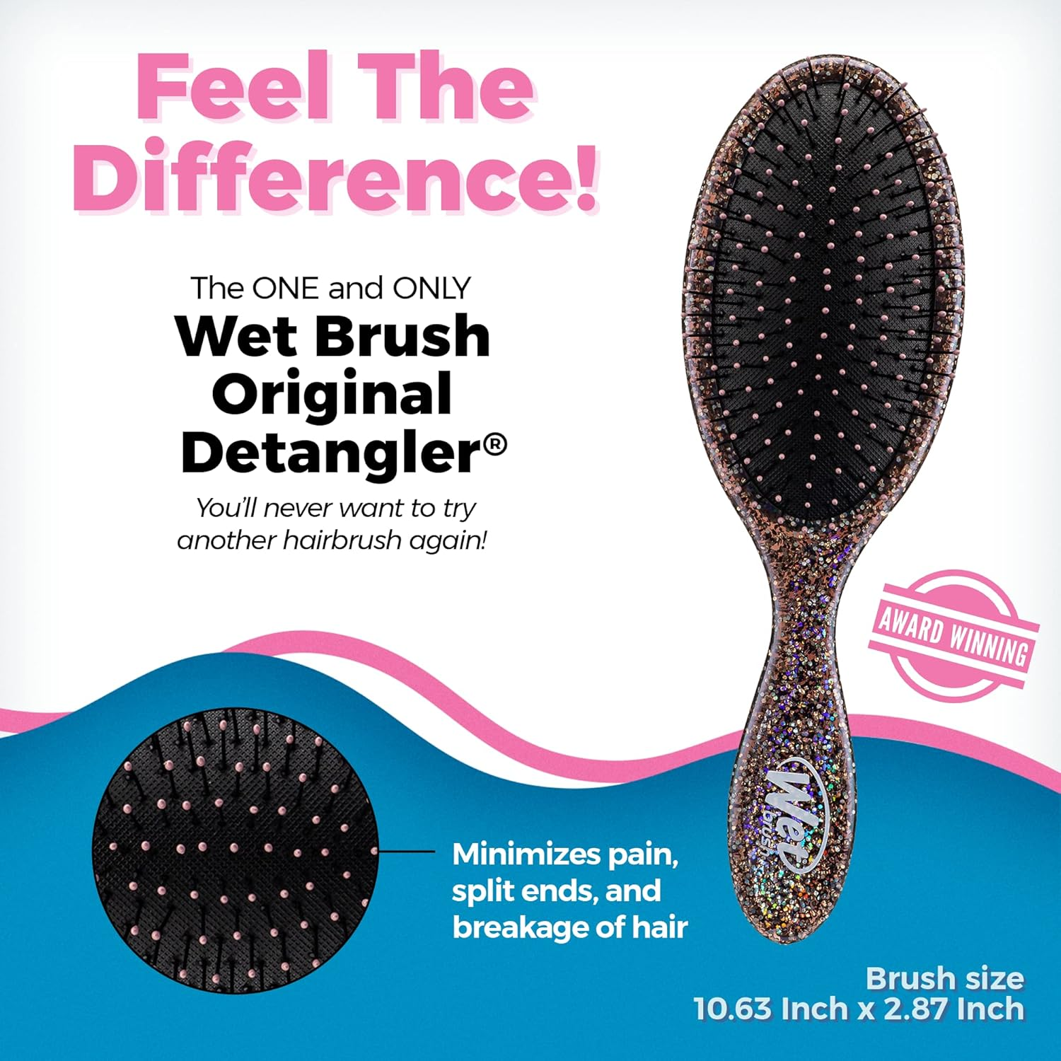 Wet Brush Original Detangler Hair Brush - Awestruck, Gold - Comb for Women, Men and Kids - Wet or Dry - Natural, Straight, Thick and Curly Hair - Pain-Free for All Hair Types - Amazon Purple image number 4