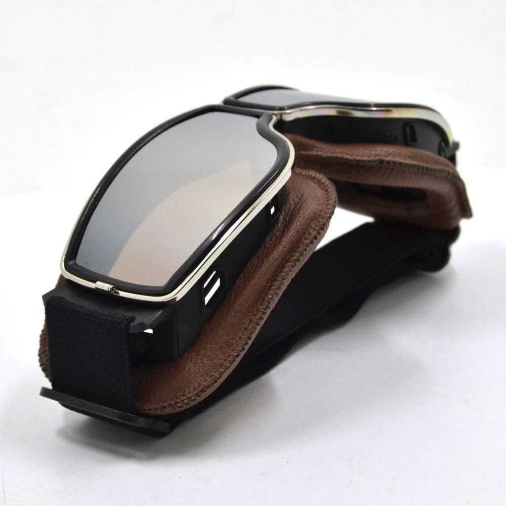TDR WWII Style Aviator Goggles - Adjustable, Windproof, Safety Enhanced, UV Protection, anti Fog for Motorcycle, Skiing, and Snowboarding, Fits Adults and Teens (Brown) image number 6