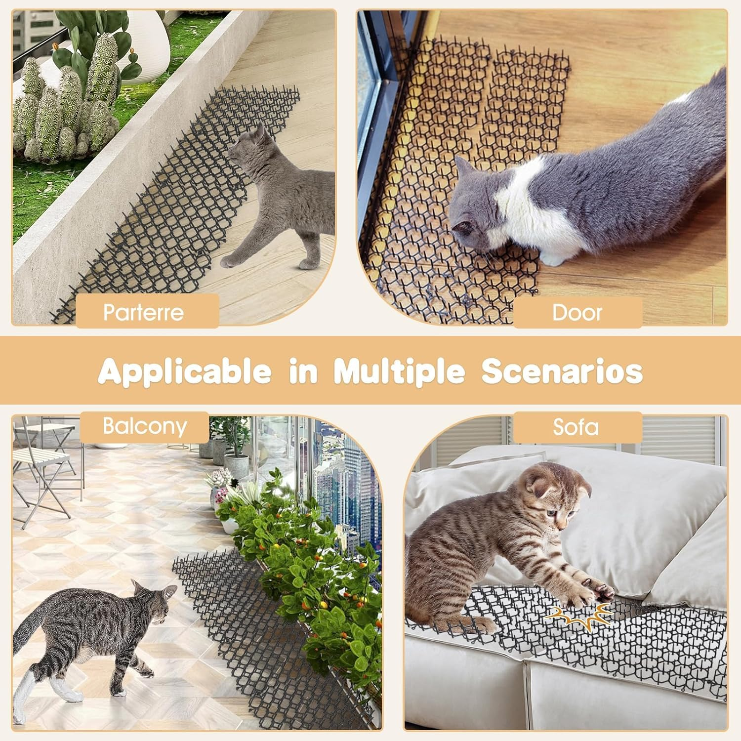 Cat Deterrent Mat 12Pcs Repellent Mat for Cat Indoor anti Cats Spikes with 8 Nails Scat Mat Outdoor Mats for Garden and Fence Cats Stopper Network image number 5