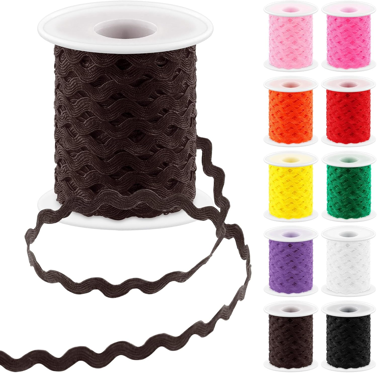 Glarks 1Pcs 27Yard/25M Green Rick Rack Trim Ribbon Wave Sewing Bending Fringe Trim for DIY Sewing Crafts Wedding Bridal Dress Embellishment Party Decoration Gift Wrapping Supplies