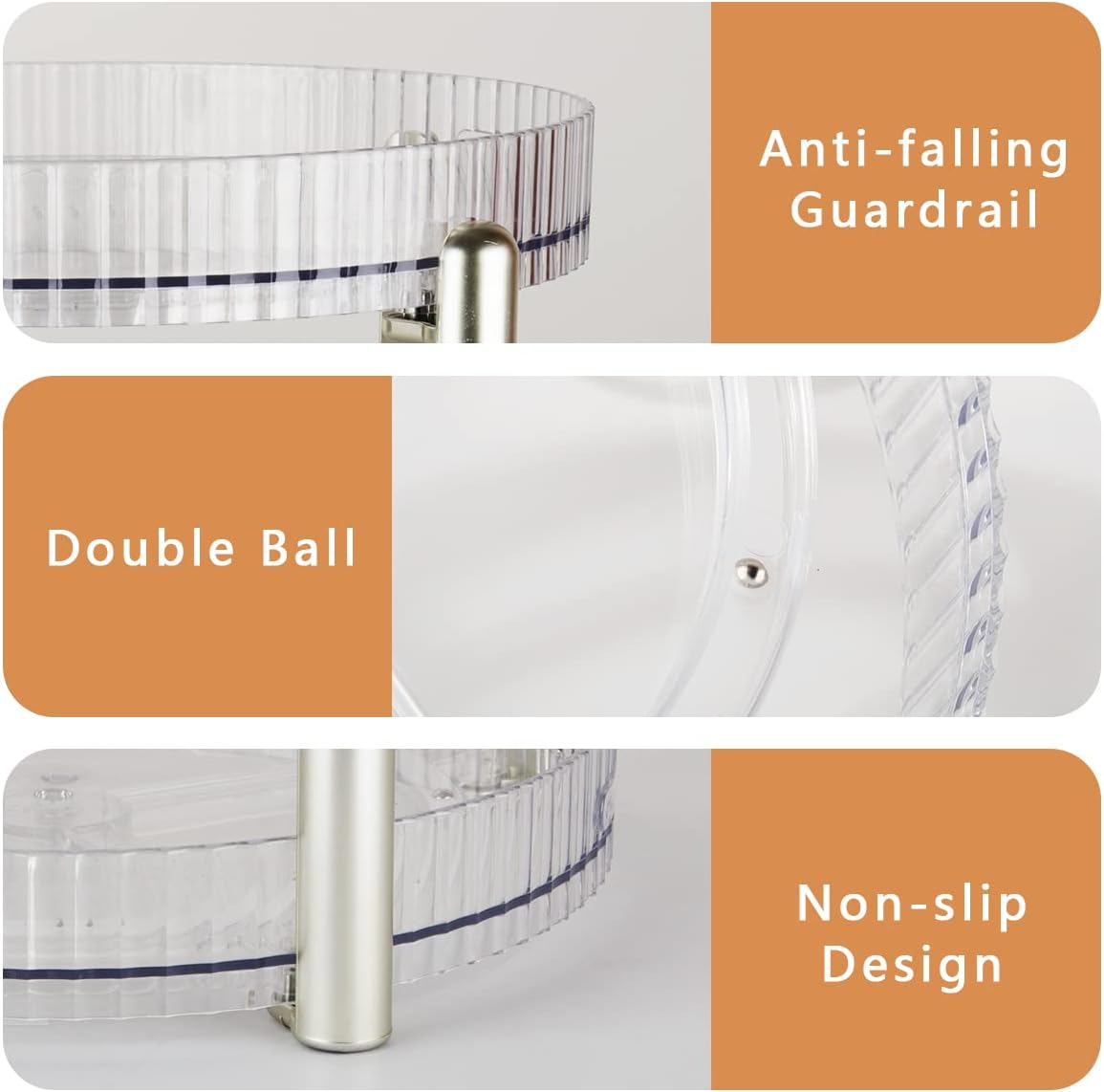 ROWNYEON 360 Rotating Makeup Organizer Storage 2 Tier Spinning Skincare Organiser Lazy Susan Bathroom Organizer Spinning Storage Shelf Cosmetic Organizer for Vanity,Perfume,Make Up,Beauty,Dresser image number 4