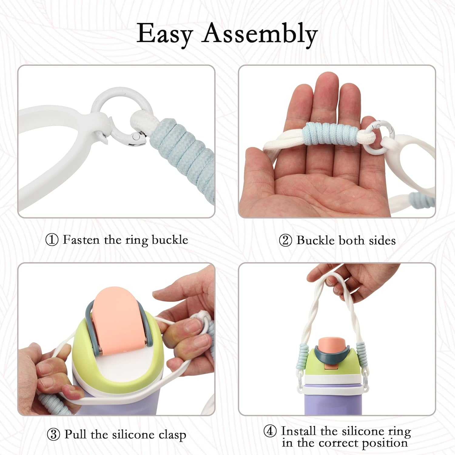 Bigwaves Silicone Handle Strap, Compatible Owala Freesip - Fits 16Oz to 40Oz, Water Bottle Carrier Grip Accessories for Running, Bike, Gym or Jogging (With Handle, White)