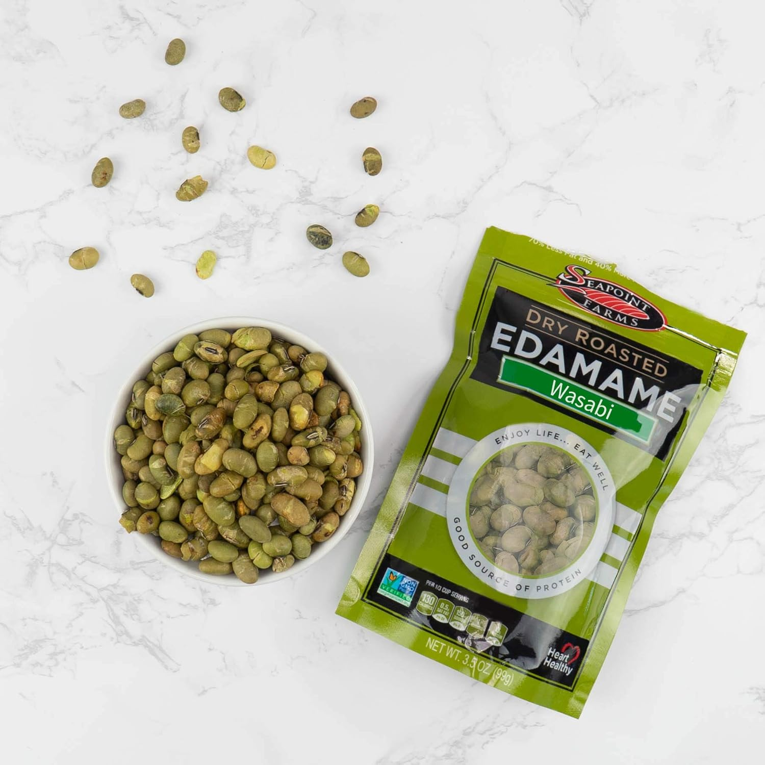 Seapoint Farms Wasabi Dry Roasted Edamame, Healthy Gluten-Free Snacks, 12-Pack image number 2