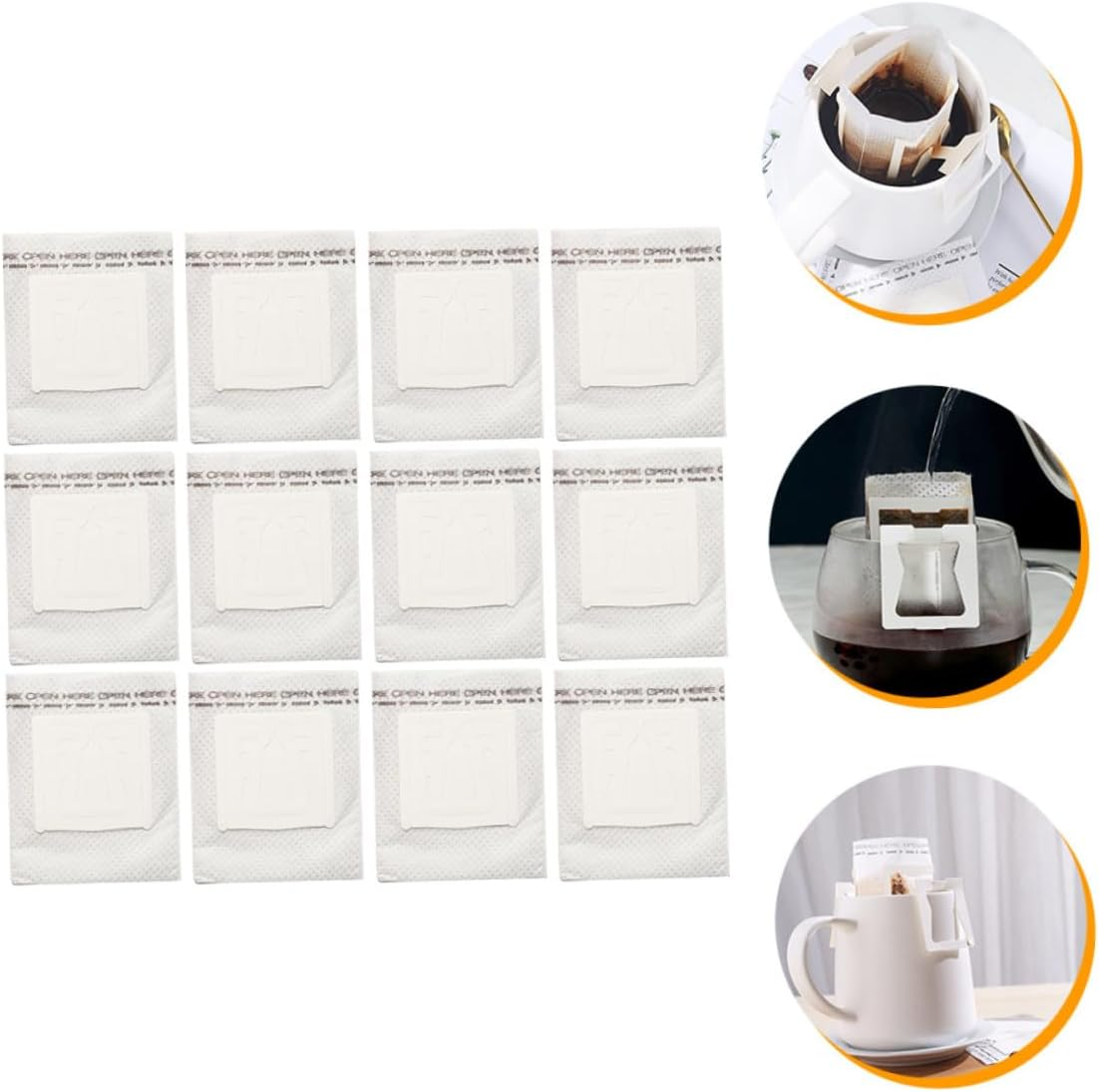 Toyvian 50Pcs Hanging Ear Drip Coffee Filters Disposable Portable Single Serve Filter Bags for Loose Tea and Coffee Brewing Thickened White Paper Easy Use for Home and Travel image number 4