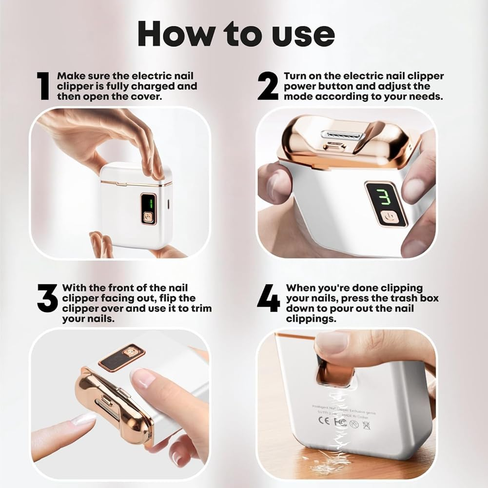 Xelea Automatic Electric Nail Clipper Trimmer Rechargeable Battery for Women Men Mom Her Kids image number 5