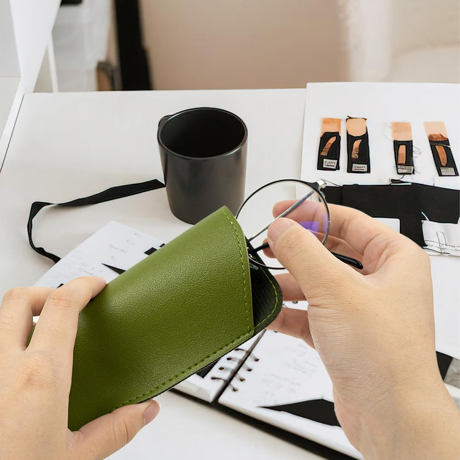 12 Pcs Soft Glasses Case Artificial Leather Multicolor Glasses Pouch Slim Eyeglass Case Eye Sunglass Case Soft for Women Men image number 4