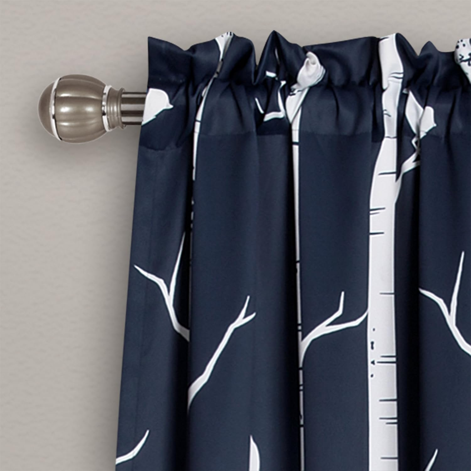 Lush Decor 16T000562 Bird on the Tree Room Darkening Window Panel Curtain Set, 84" X 52", Navy image number 3
