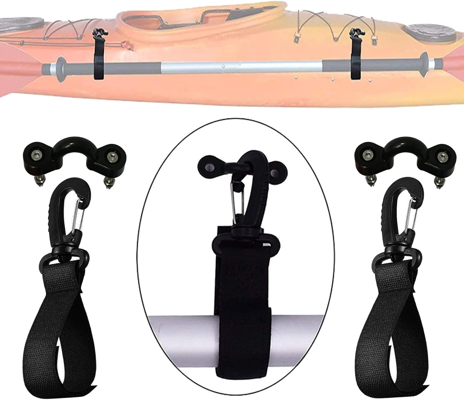 Pmsanzay SUP Paddleboard Inflatable Boat Paddle Keeper Paddle Holder Paddle Clip Kayak & Canoe Paddle Holder, Set of 4. with Pad Eye Deck Loops Tie down with Screws, No D Ring Patch ! image number 2