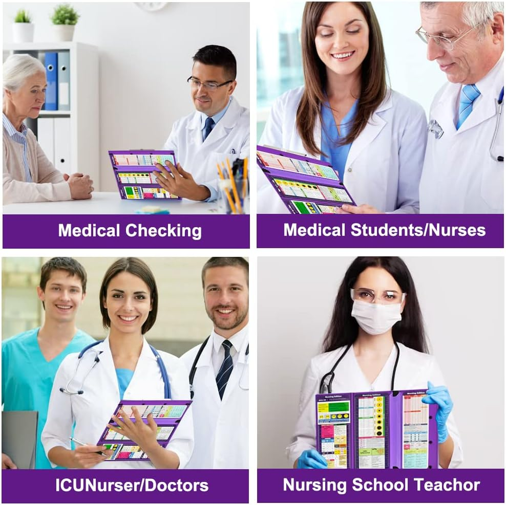 Vuzvuv Foldable Nurse Clipboard, Purple, 12.2" X 9.4", 30 Sheet Capacity, Medical Edition Cheat Sheets