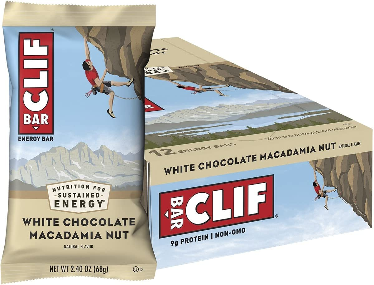 CLIF BAR - White Chocolate Macadamia Nut Flavour - Made with Organic Oats - Non-Gmo - Plant Based - Energy Bars - 68G. (12 Pack)