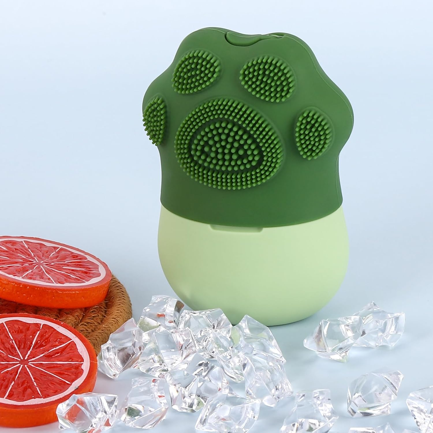 BTYMS Ice Roller for Face and Eye Paw-Shaped, Refillable Silicone Ice Cube Roller Massager for Anti-Wrinkle, Reduce Puffiness, Shrink Pores, Fine Lines, Improve Skin Elasticity - Green image number 1