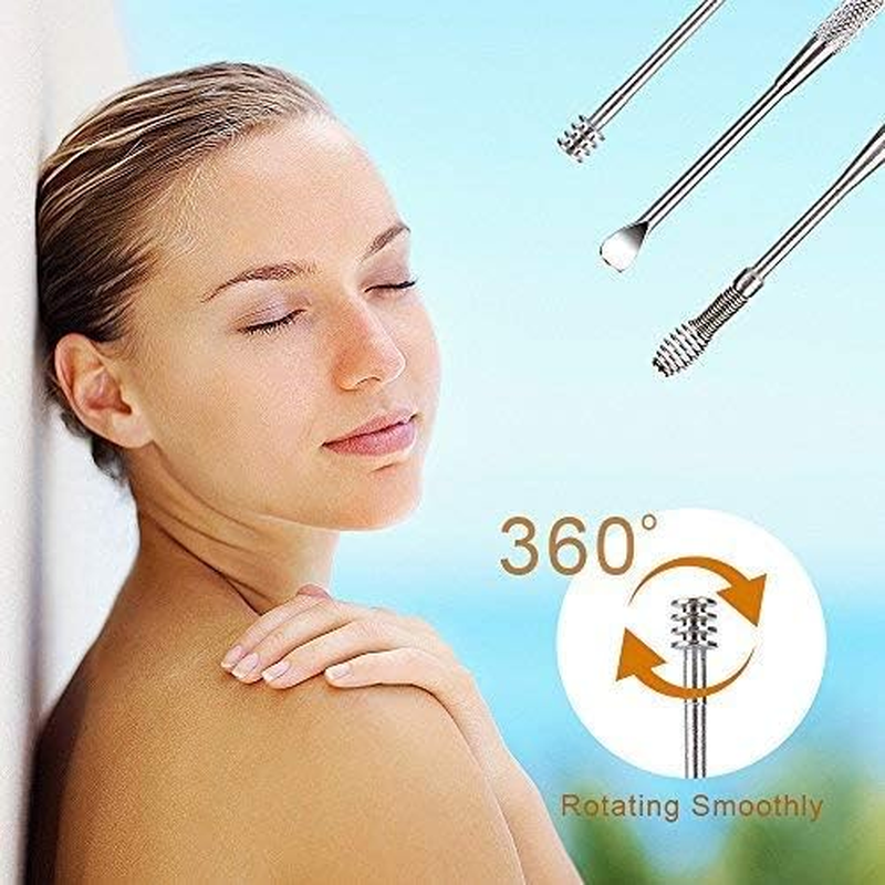Betybedy 7 Pcs Ear Pick Cleansing Tool Set, Curette Earwax Removal Kit with Small Cleaning Brush and Storage Box, Silver image number 4
