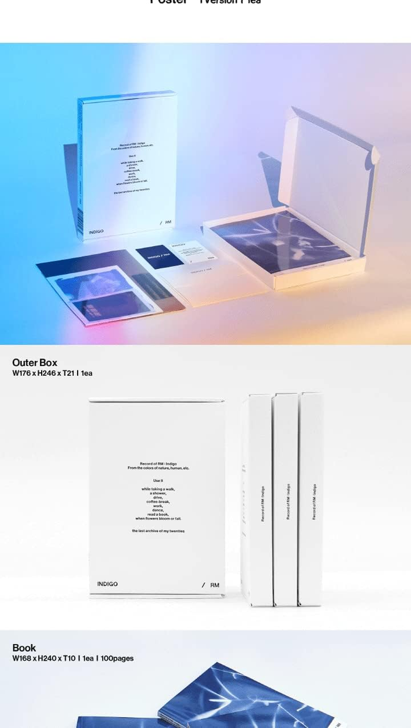 BTS RM Indigo 1St Solo Album 2 Edition SET Out Box+32P Lyrics Book+30P Postcard+1P Photocard+1P Instant Photo+1P User Guide+1P QR Guide+Tracking Sealed