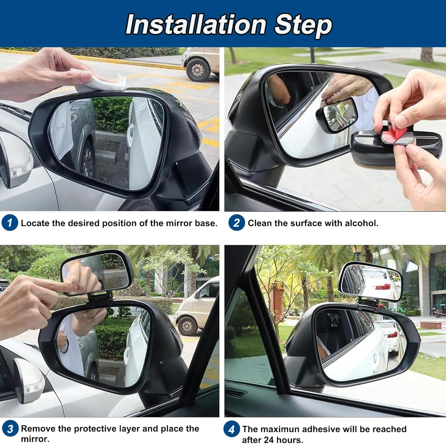 Car Blind Spot Mirror, Adjustable 360 Degree Rotation Side Mirror, Auto Auxiliary Convex Wide Angle Snap Way Clip on Side Rearview Mirror, Universal for Car Truck SUV image number 6